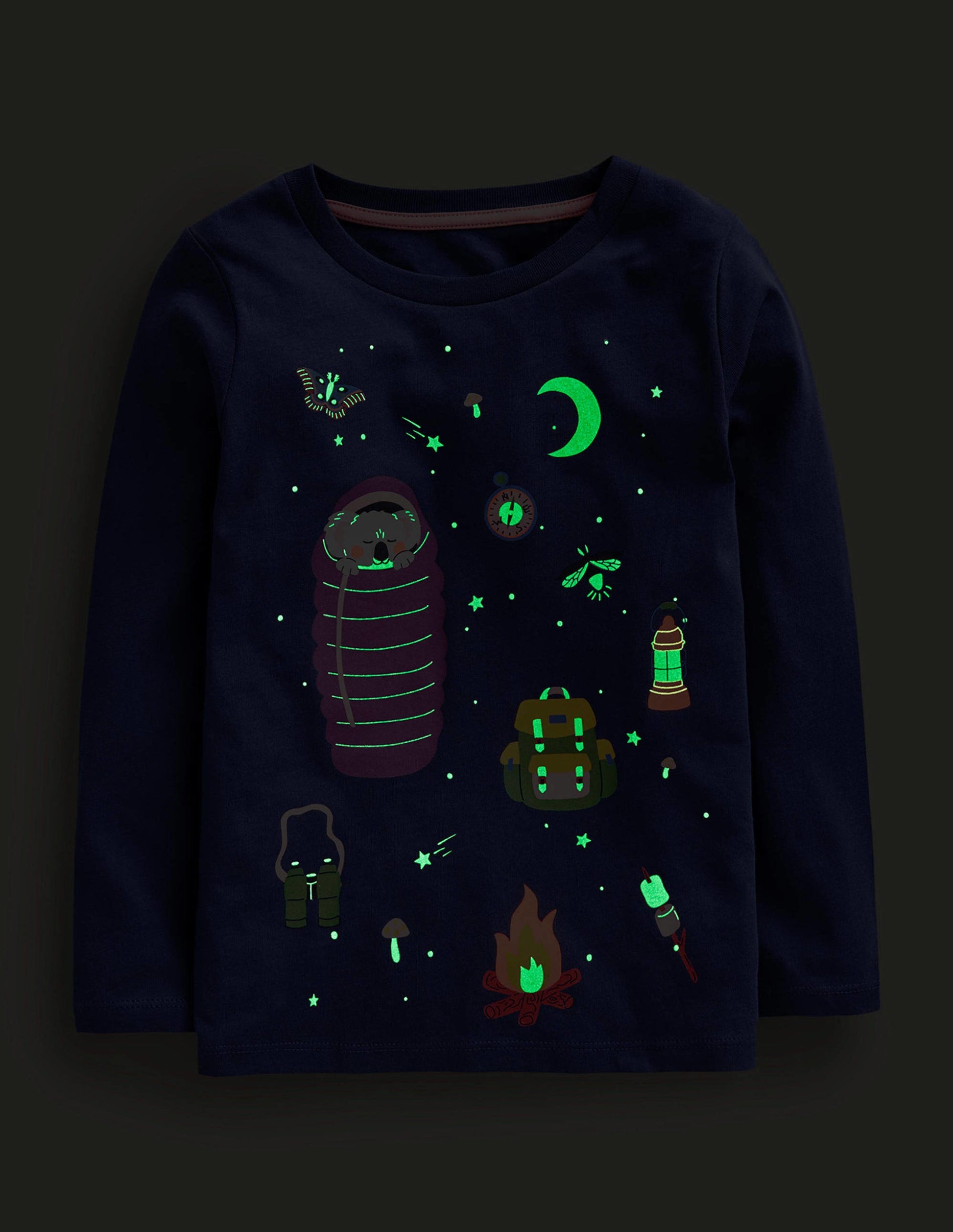 T-Shirt mit Metllic-Logo-Schuluniform-Marineblau Camping-4