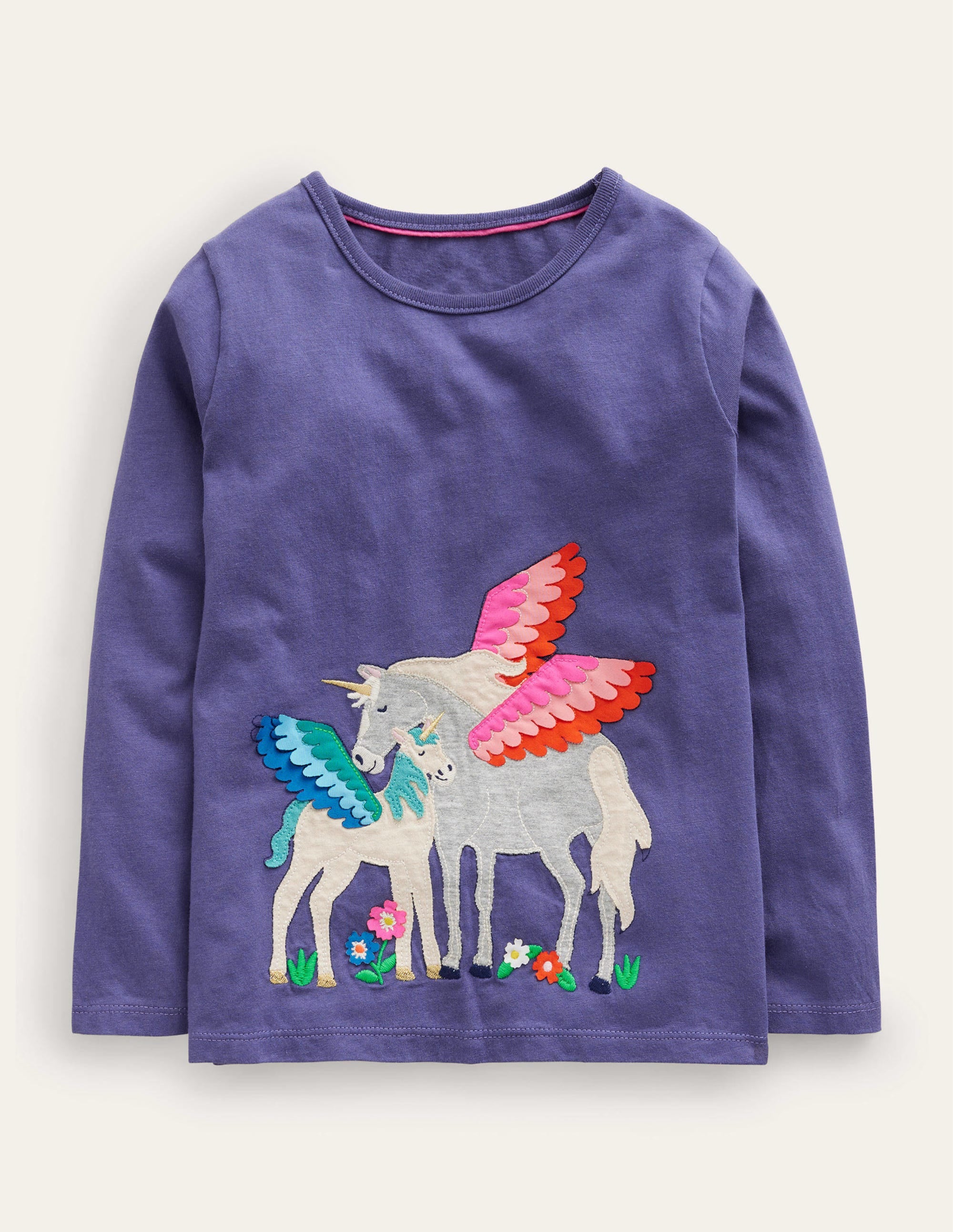 T-shirt à manches bouffantes et appliqué-Licorne bleu tribord doux - Image 1