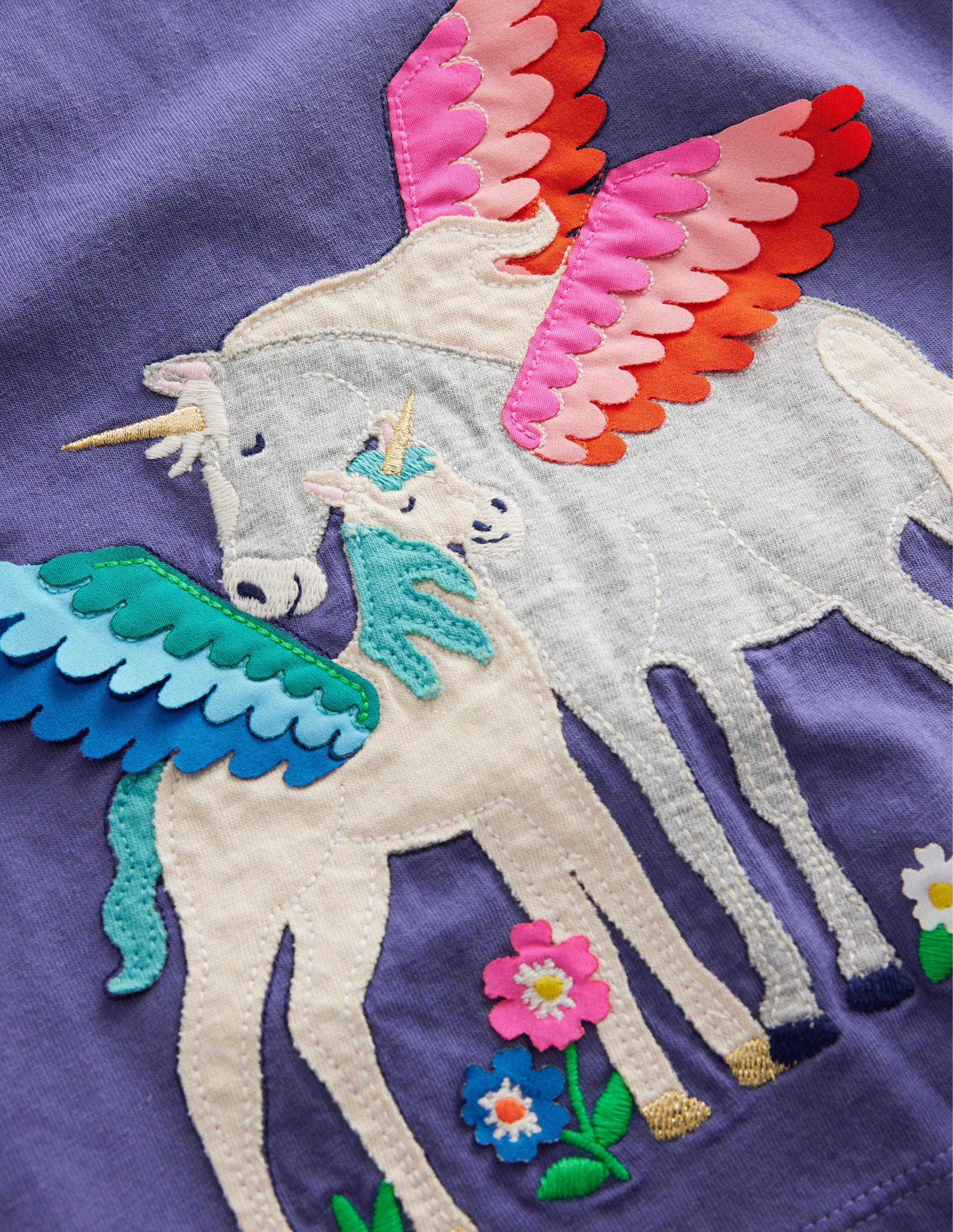 T-shirt à manches bouffantes et appliqué-Licorne bleu tribord doux - Image 3