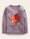 Puff Sleeve Appliqué T-shirt-Mammoth Breath Squirrel