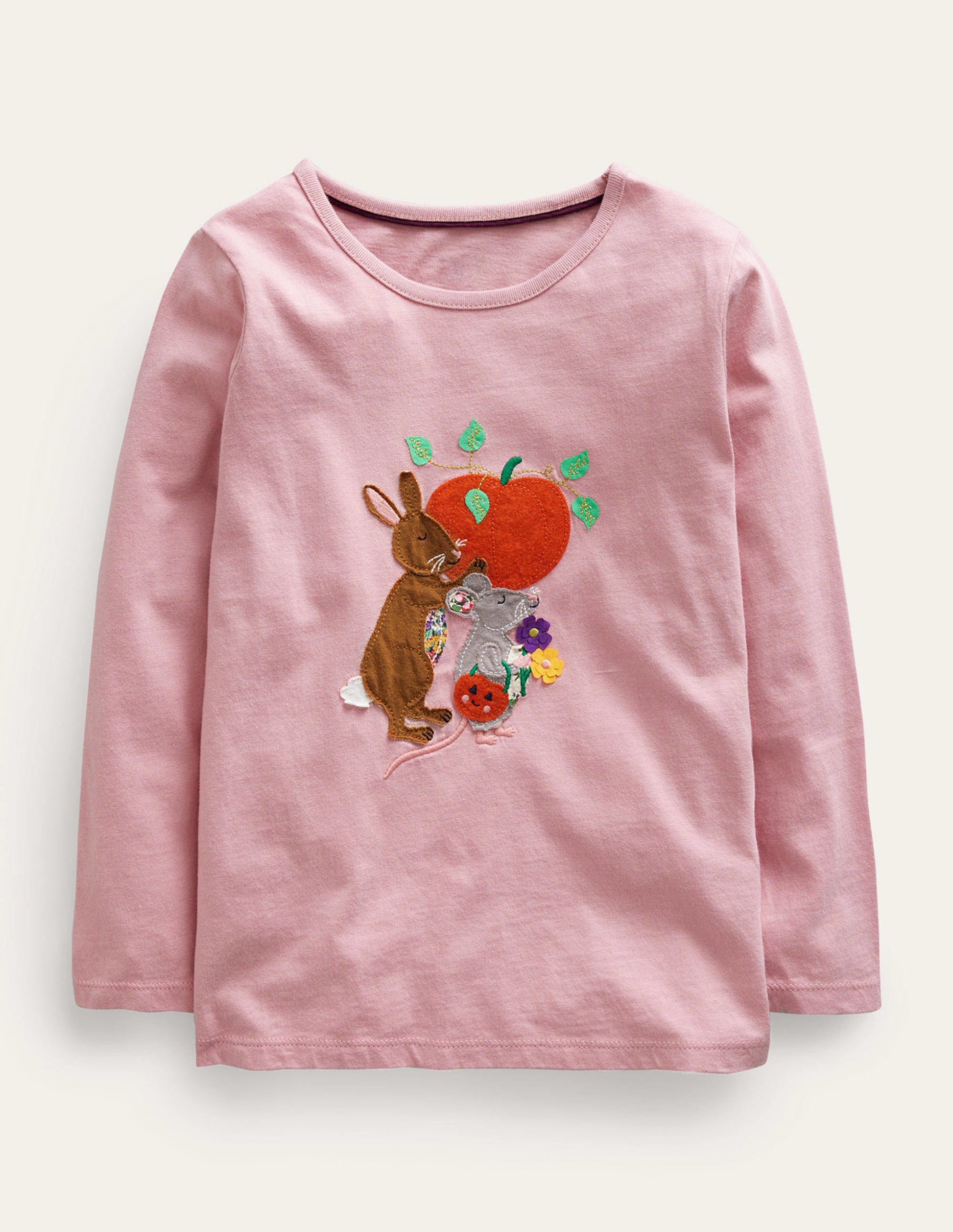 T-Shirt mit Puffärmeln und Applikation-Mandelrosa-1