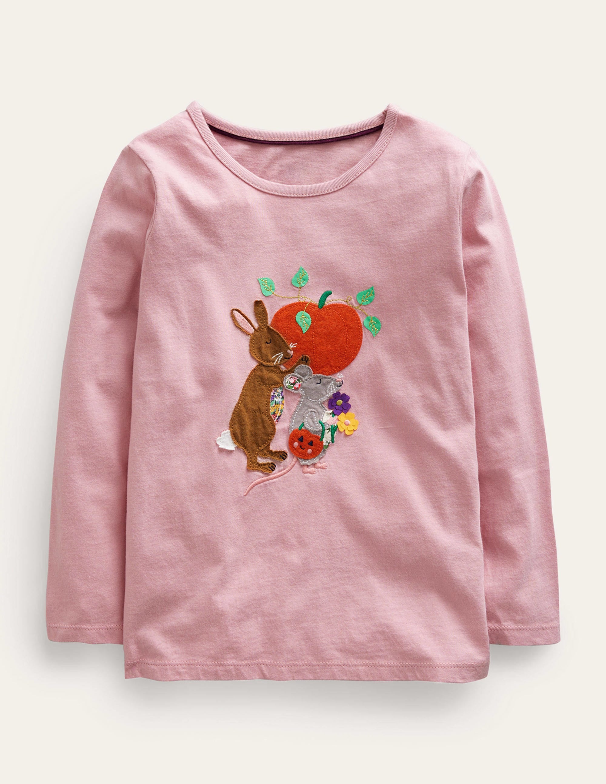 T-Shirt mit Puffärmeln und Applikation-Mandelrosa - Image 1