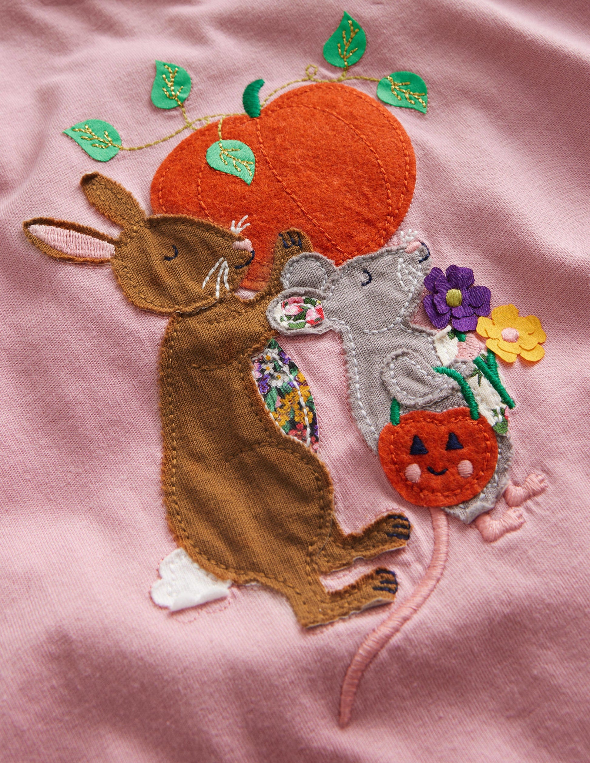 T-Shirt mit Puffärmeln und Applikation-Mandelrosa-3