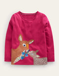 T-Shirt mit Puffärmeln und Applikation-Penelope-Rosa Hirsch