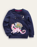 Sweatshirt mit Logo-Applikation-Schuluniform-Marineblau Drachen