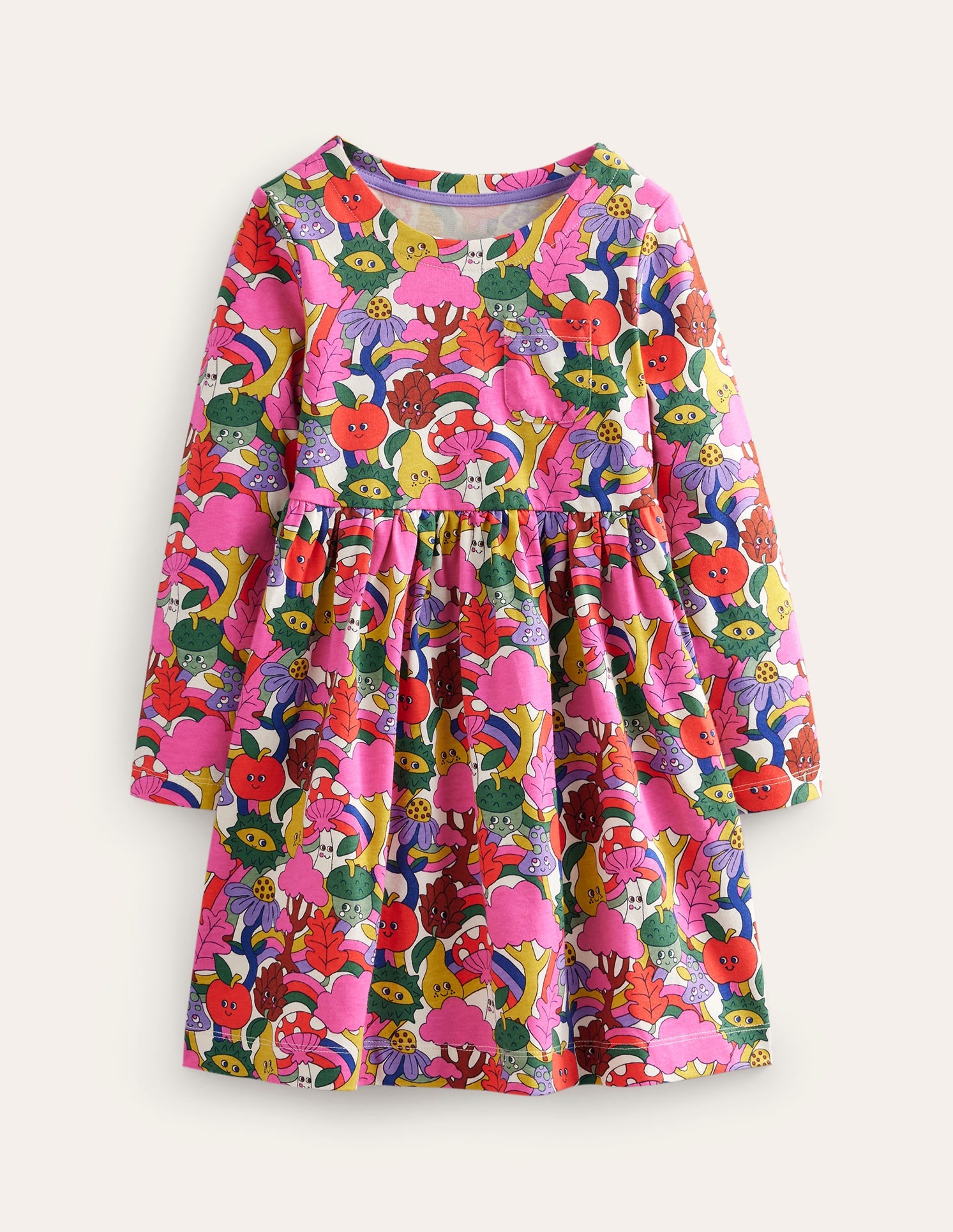 Lustiges Jerseykleid mit langen Ärmeln-Puderrosa Bonkers Conkers - Image 1