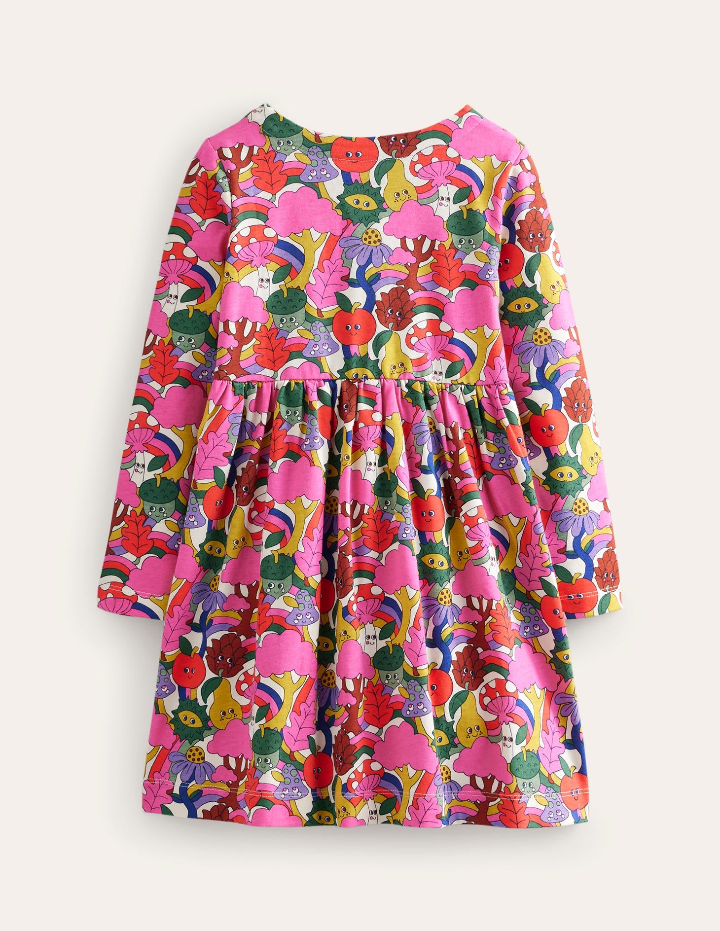 Lustiges Jerseykleid mit langen Ärmeln-Puderrosa Bonkers Conkers-2