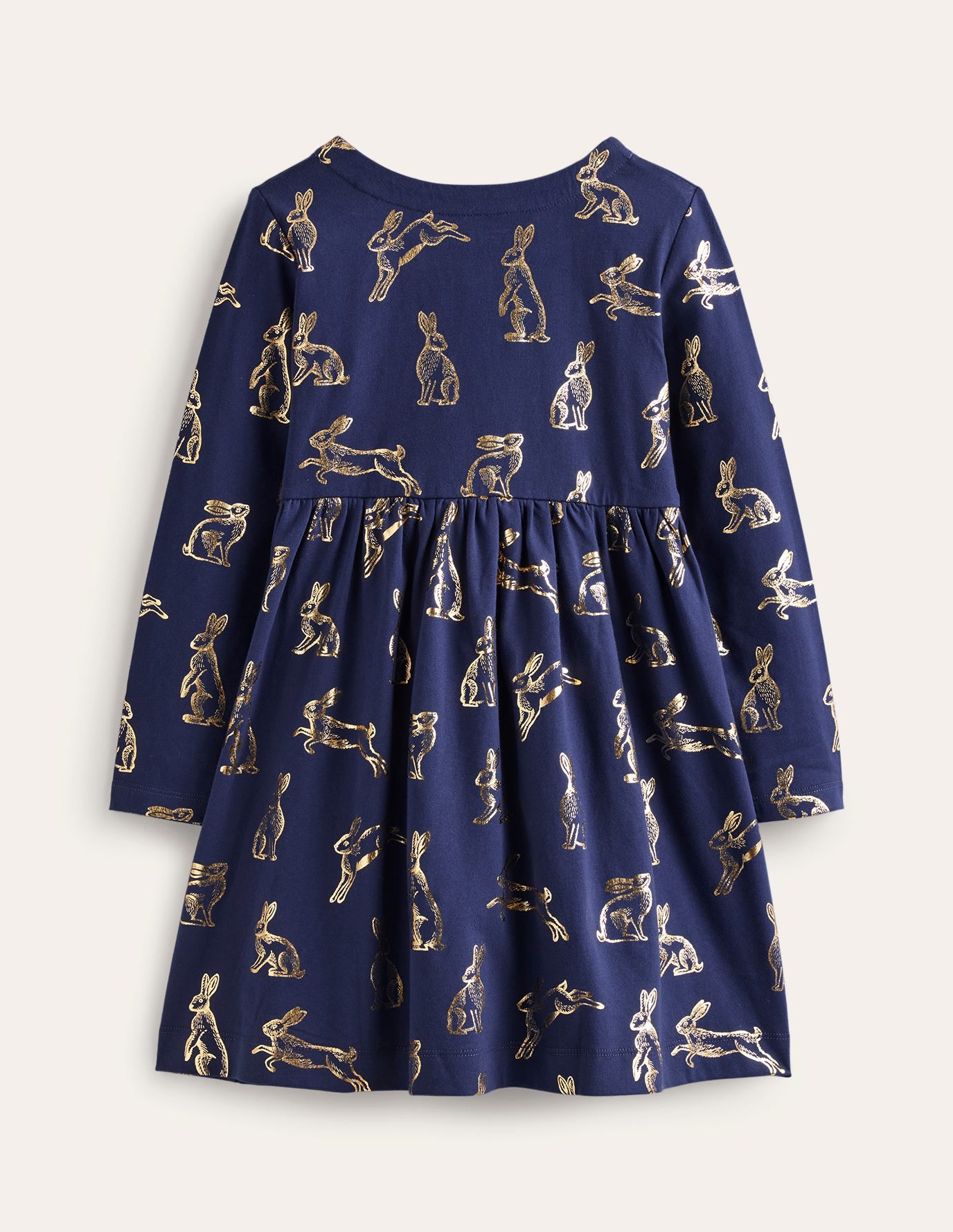 Robe fun à manches longues en jersey-Lapins métallisés bleu marine universitaire - Image 2