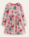 Lustiges Jerseykleid mit langen Ärmeln-Mandelrosa Festlich
