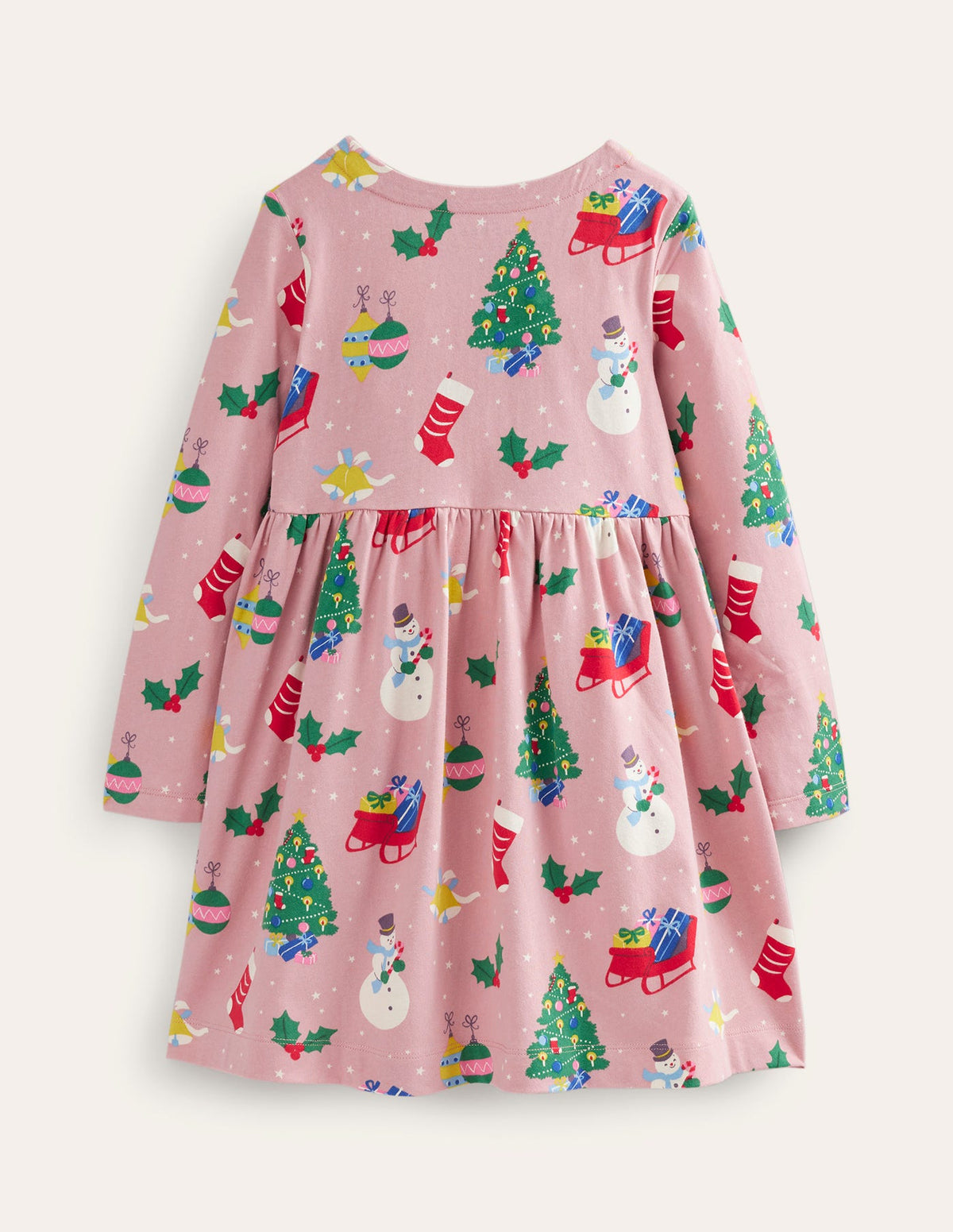 Lustiges Jerseykleid mit langen Ärmeln-Mandelrosa Festlich-2