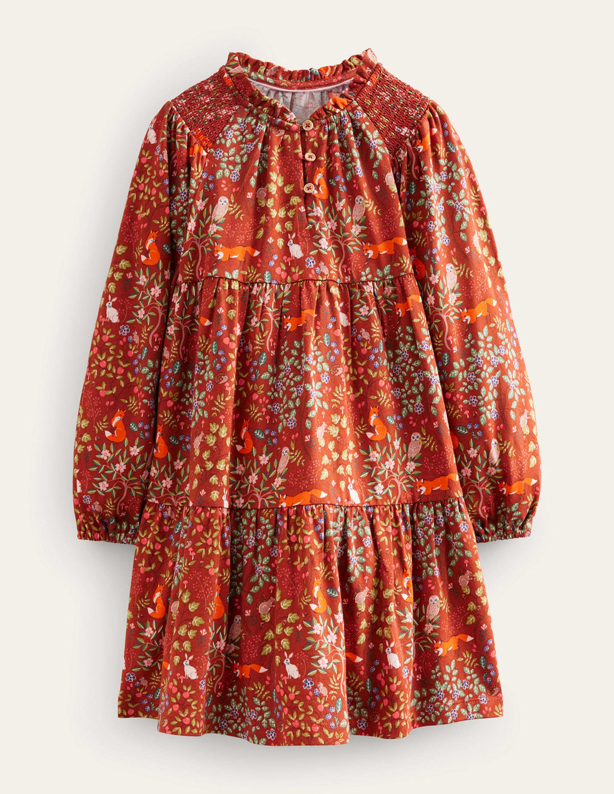 Gestuftes Jersey-Kleid-Kastanienbraun Fuchs - Image 1