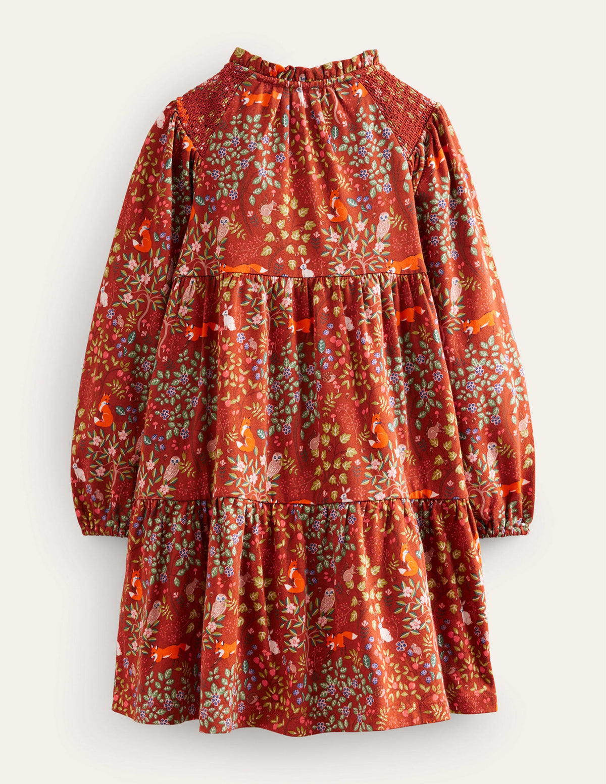 Gestuftes Jersey-Kleid-Kastanienbraun Fuchs - Image 2