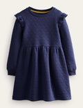 Robe-sweat motif cœur en jacquard-Bleu marine universitaire