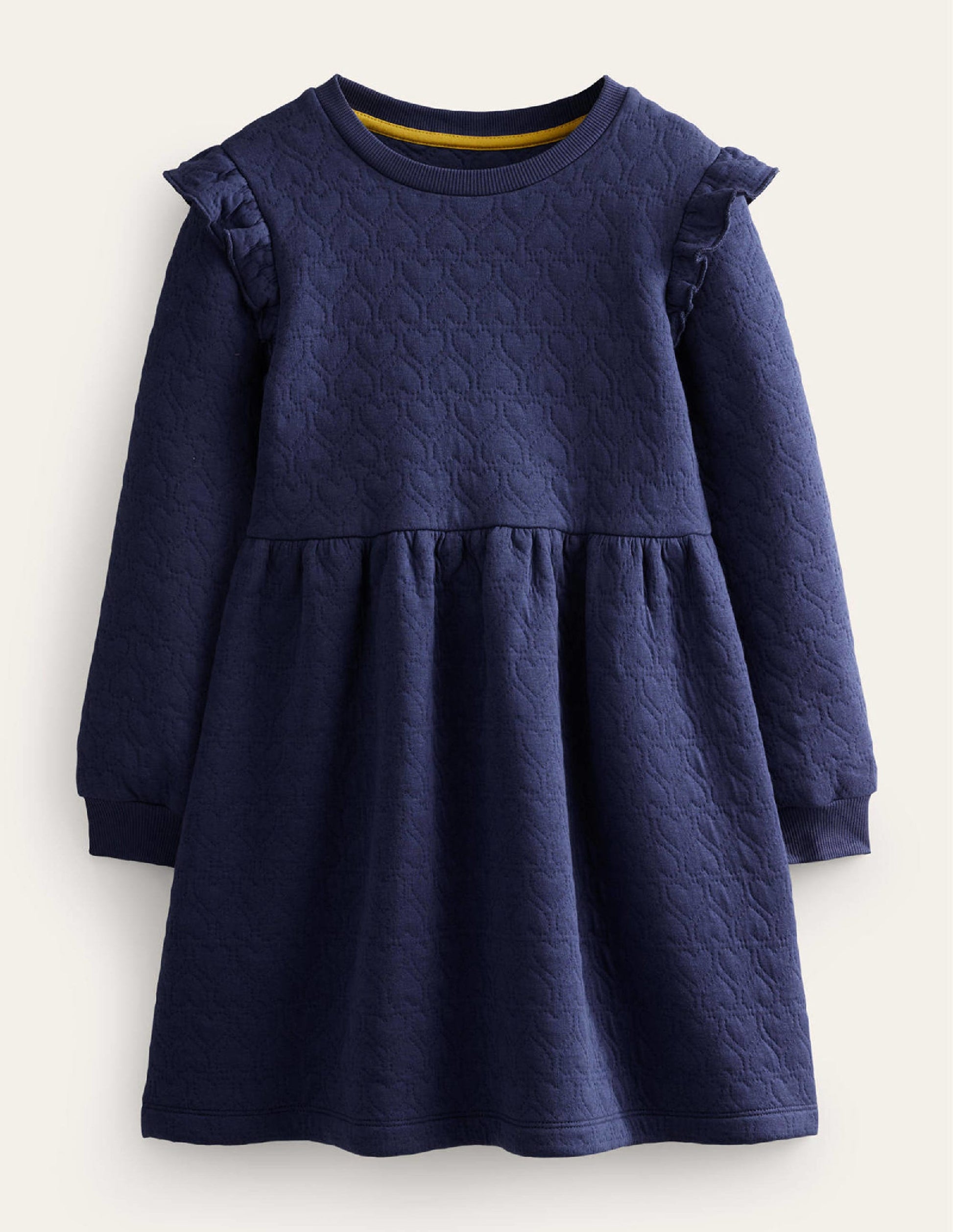Robe-sweat motif cœur en jacquard-Bleu marine universitaire-1