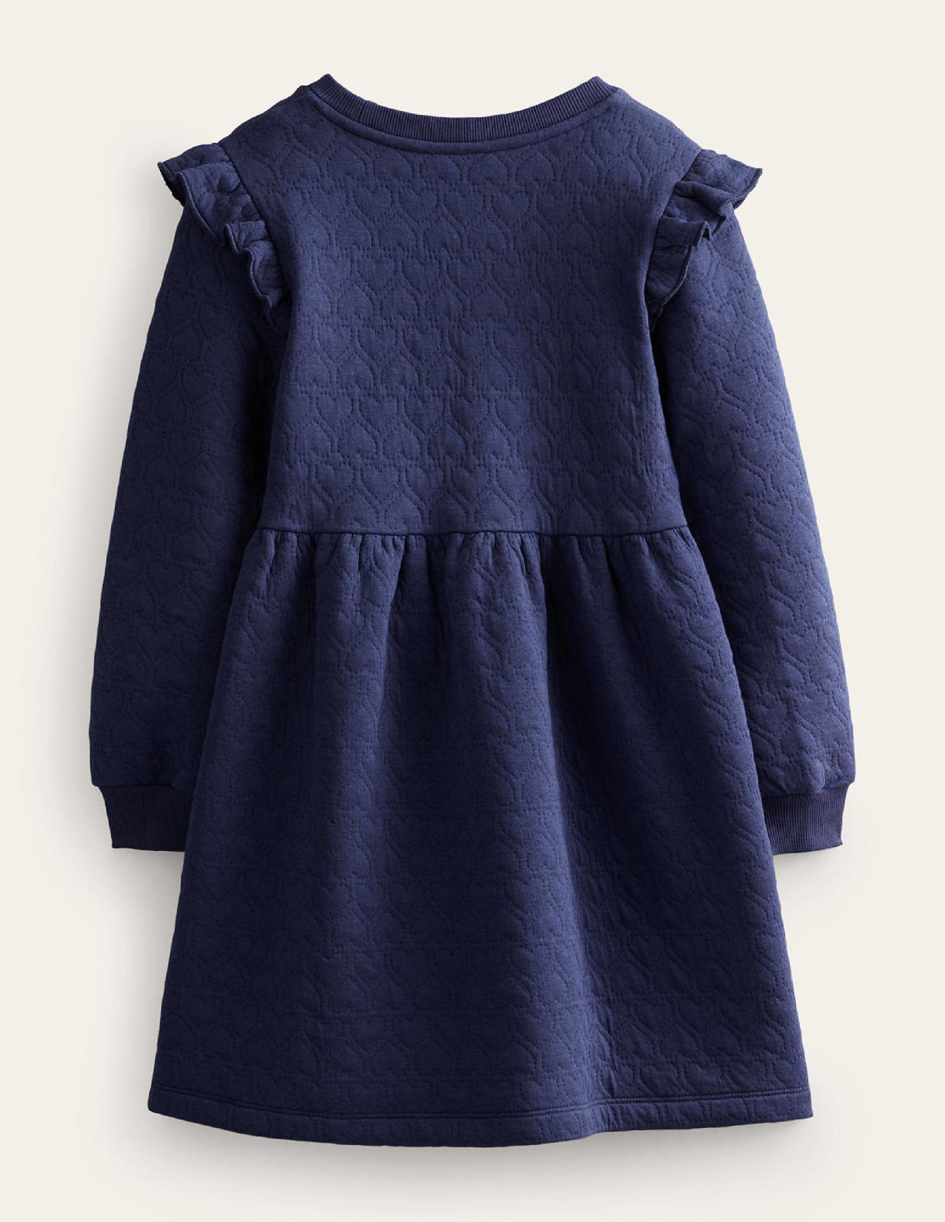 Robe-sweat motif cœur en jacquard-Bleu marine universitaire-2