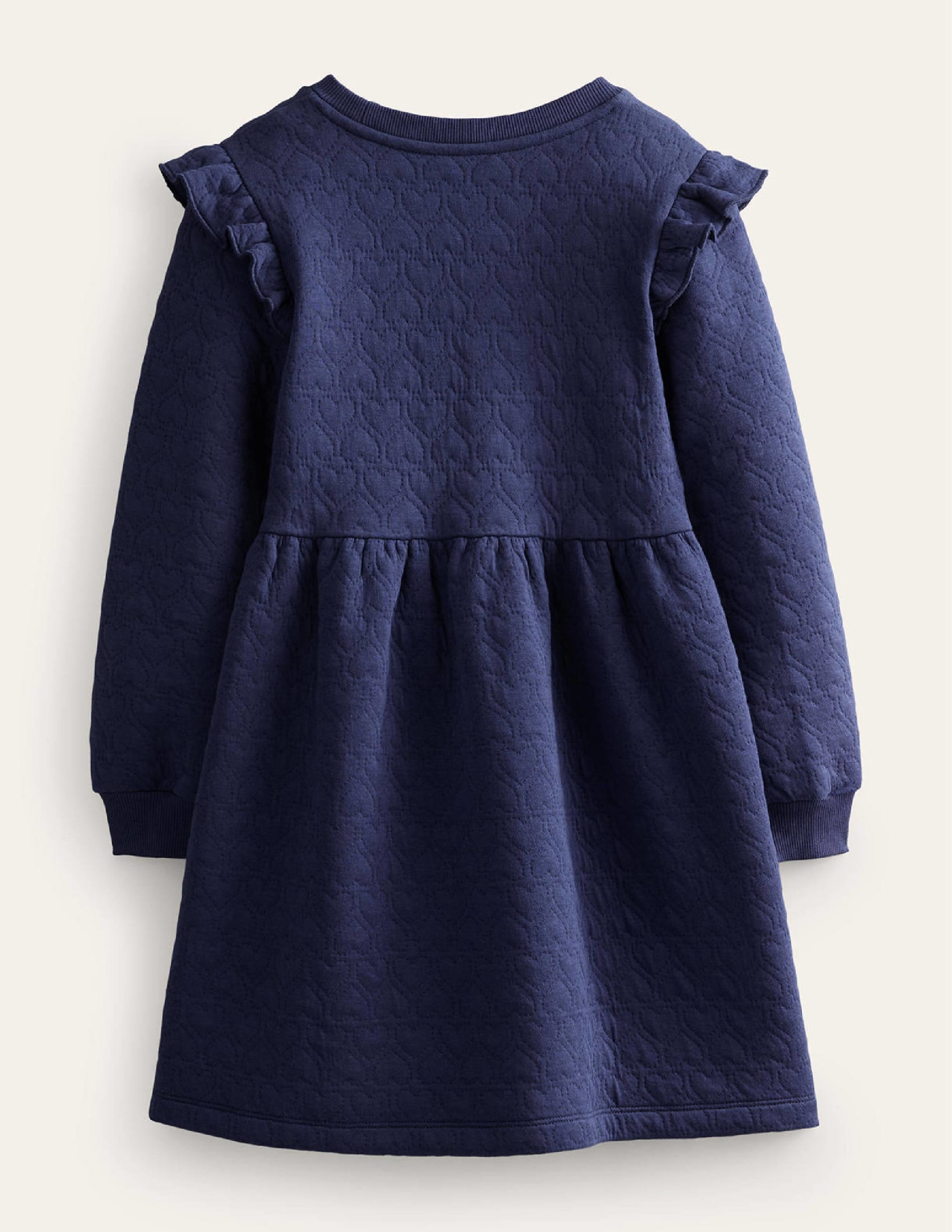 Robe-sweat motif cœur en jacquard-Bleu marine universitaire - Image 2