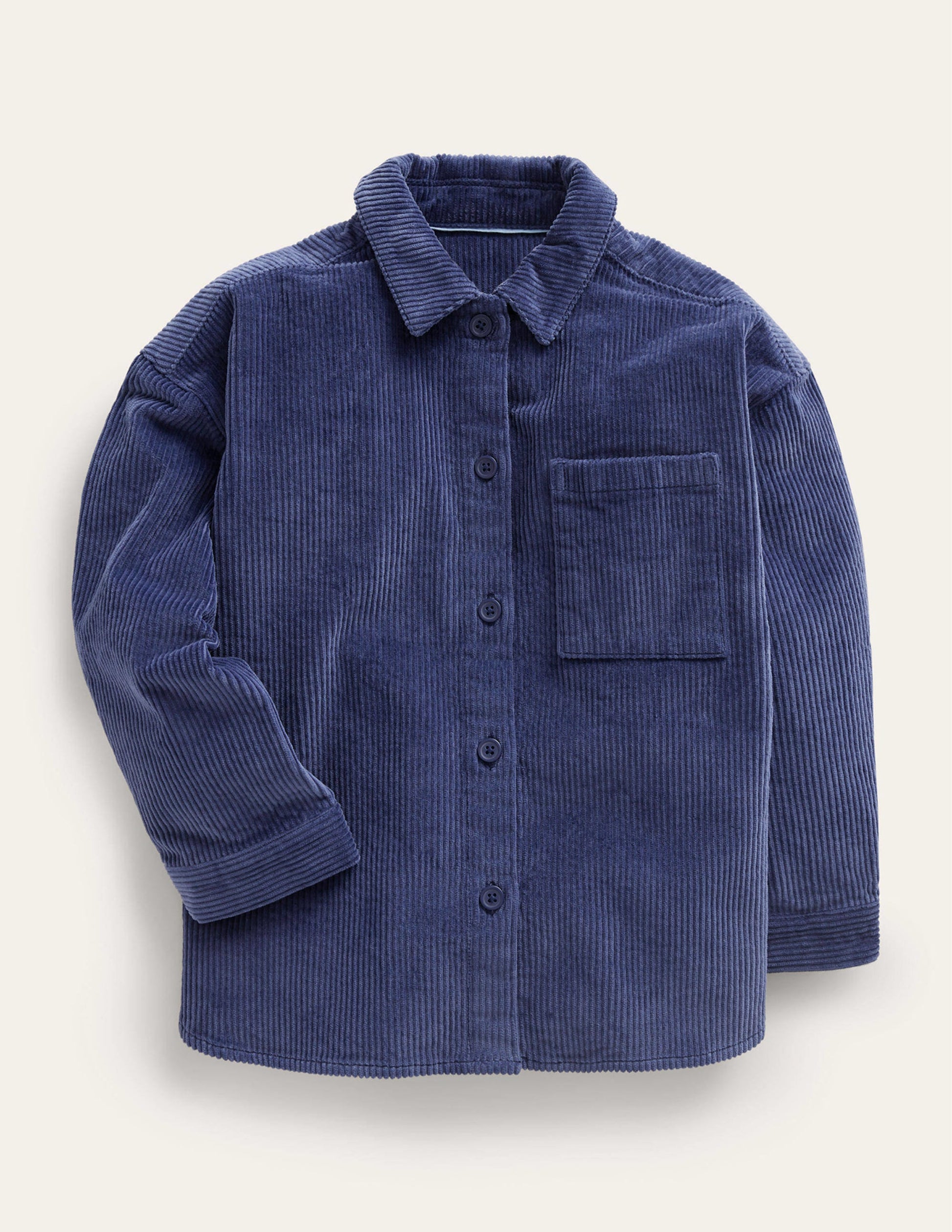 Chemise décontractée en velours côtelé-Bleu marine universitaire-1
