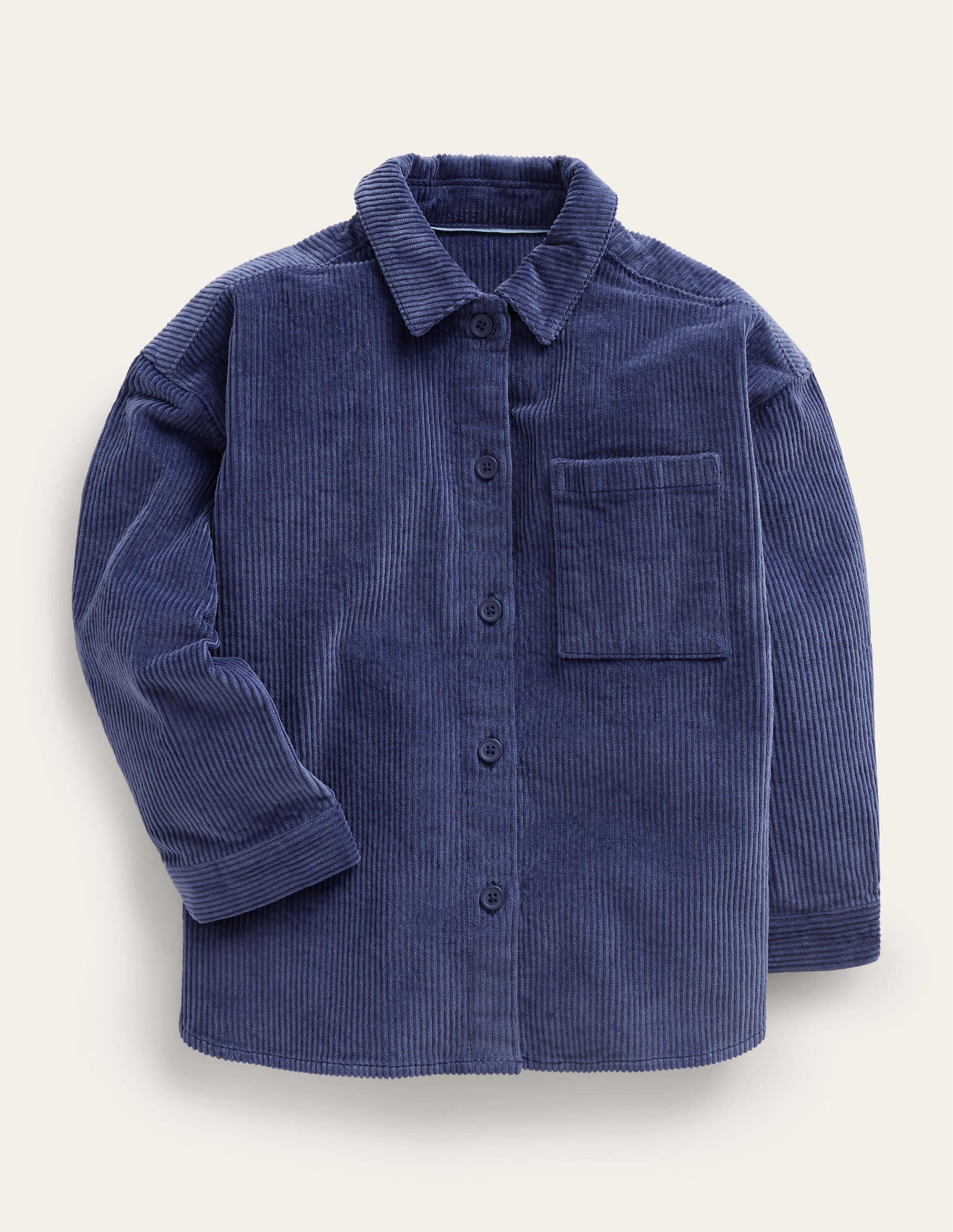 Chemise décontractée en velours côtelé-Bleu marine universitaire - Image 1