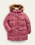 Doudoune longue-Motif Flowerbed rouge brillant