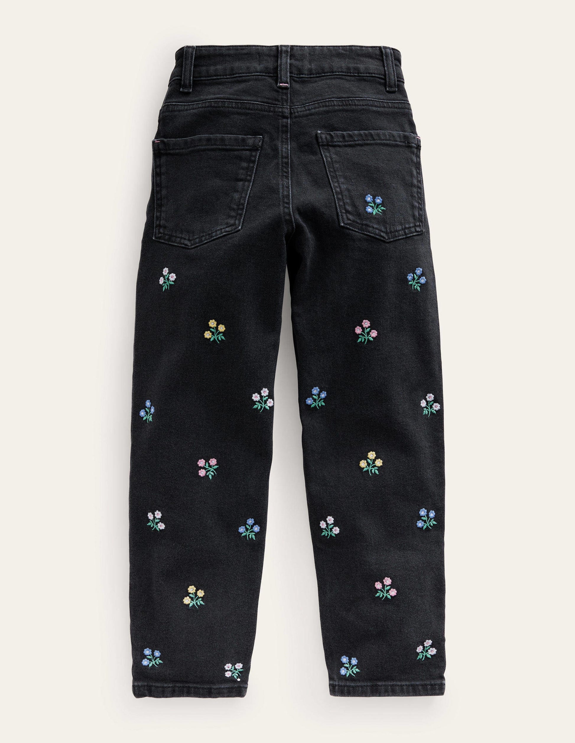 Lässige Jeans mit geradem Bein-Schwarze Blumen-2