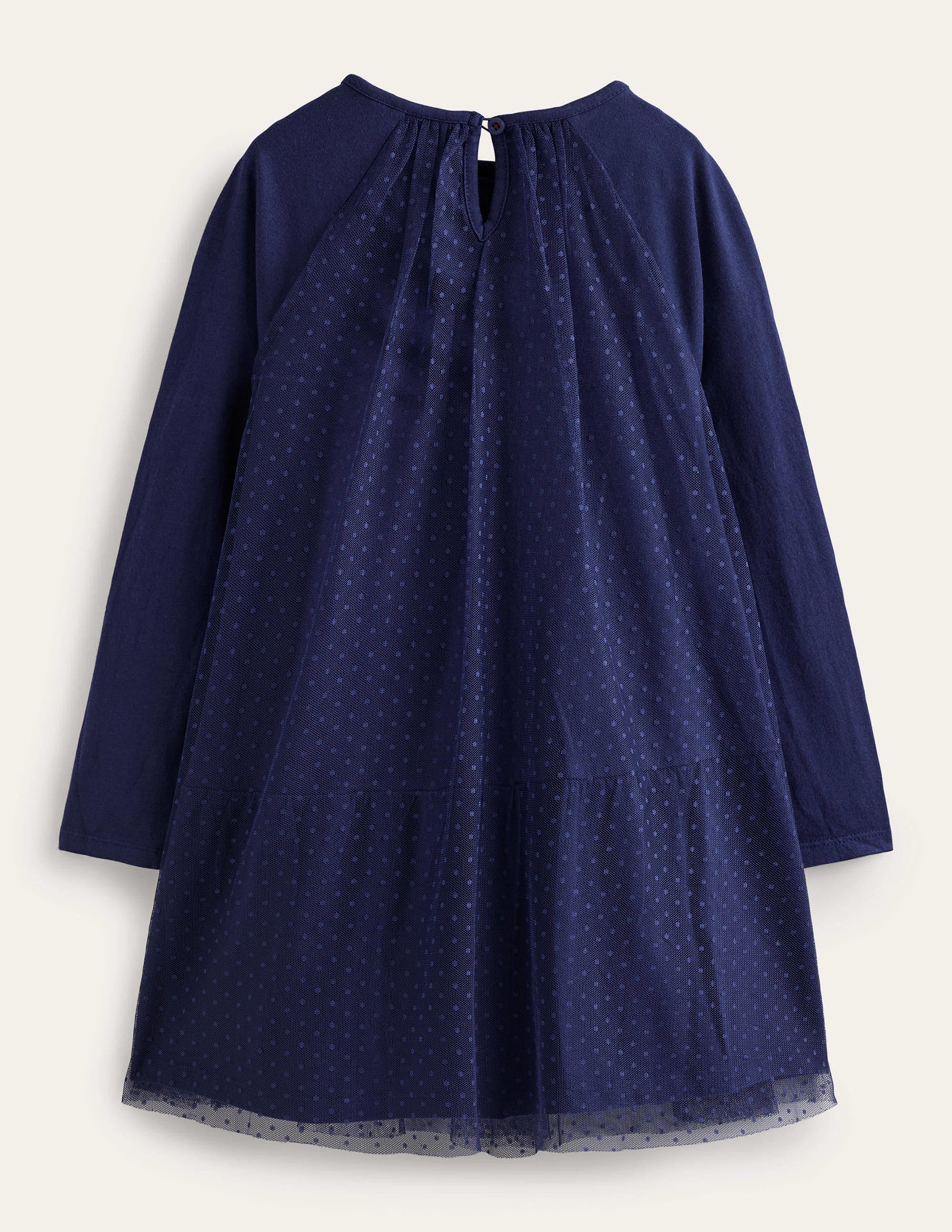 Robe en jersey à appliqué et tulle-Traineau bleu marine universitaire - Image 2