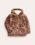 Duffle-coat en fausse fourrure-Grand motif léopard