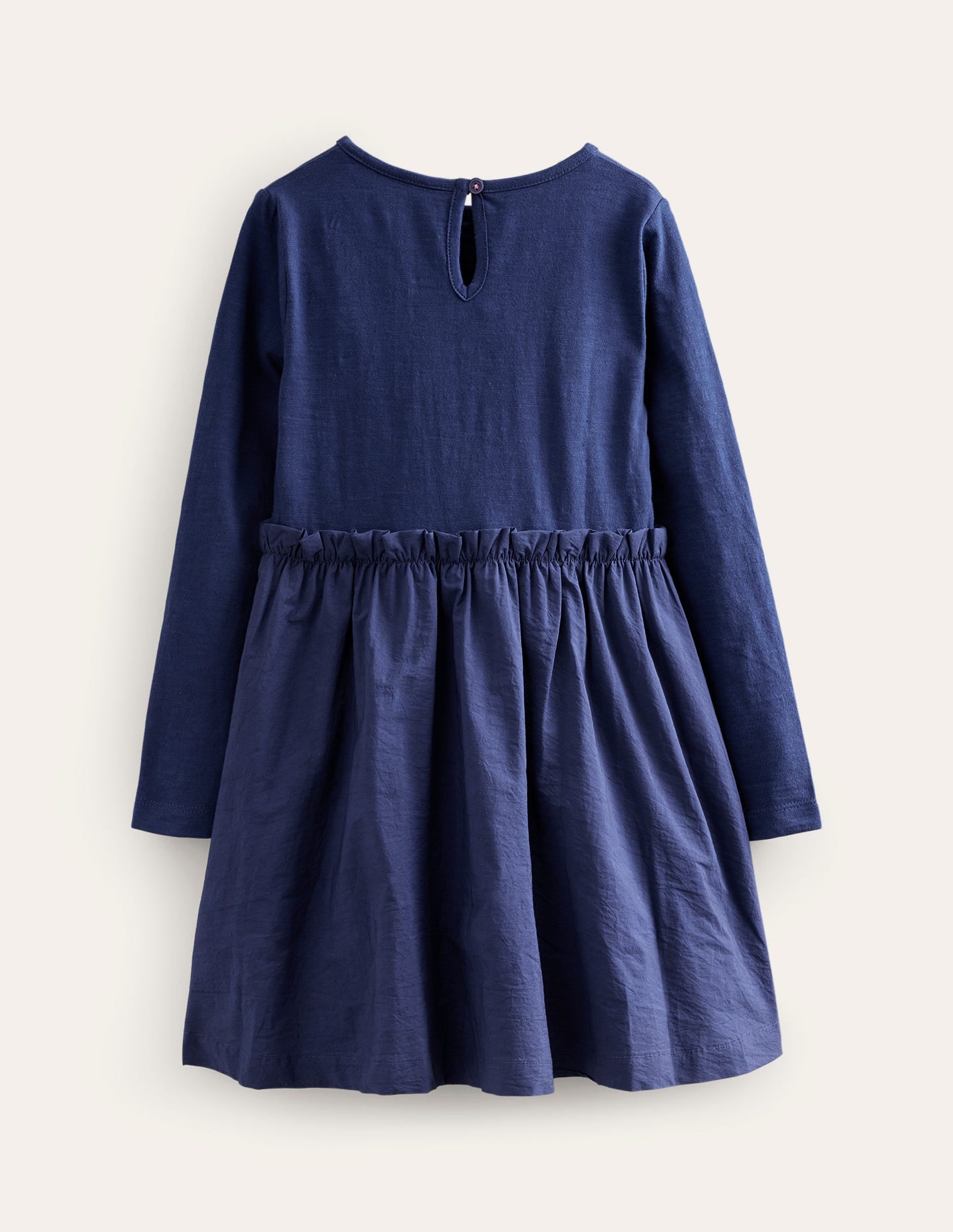 Robe tissée à appliqué en jersey-Bleu marine universitaire - Image 2