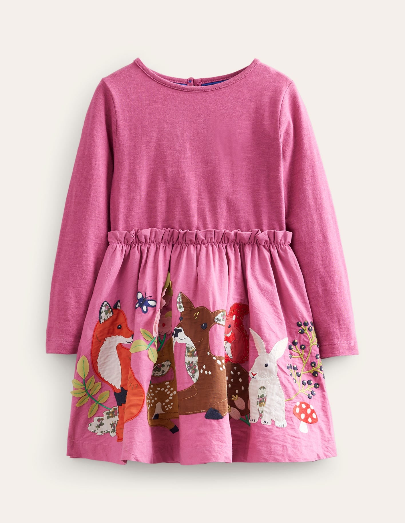 Jersey-Kleid mit gewebter Applikation-Teetasse Rosa - Image 1
