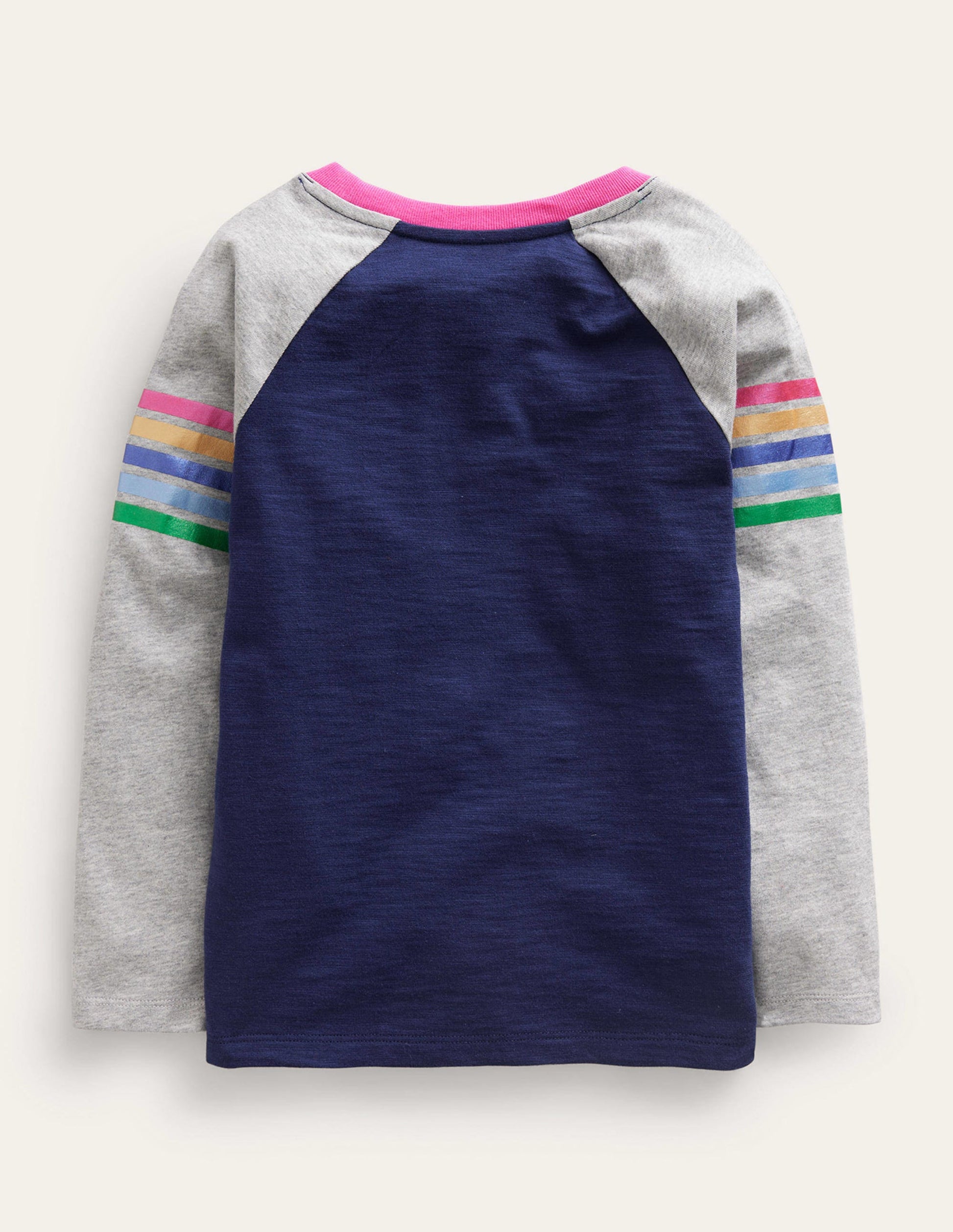 Raglan-T-Shirt mit Blockfarben-Steuerbordblau Metallic-2