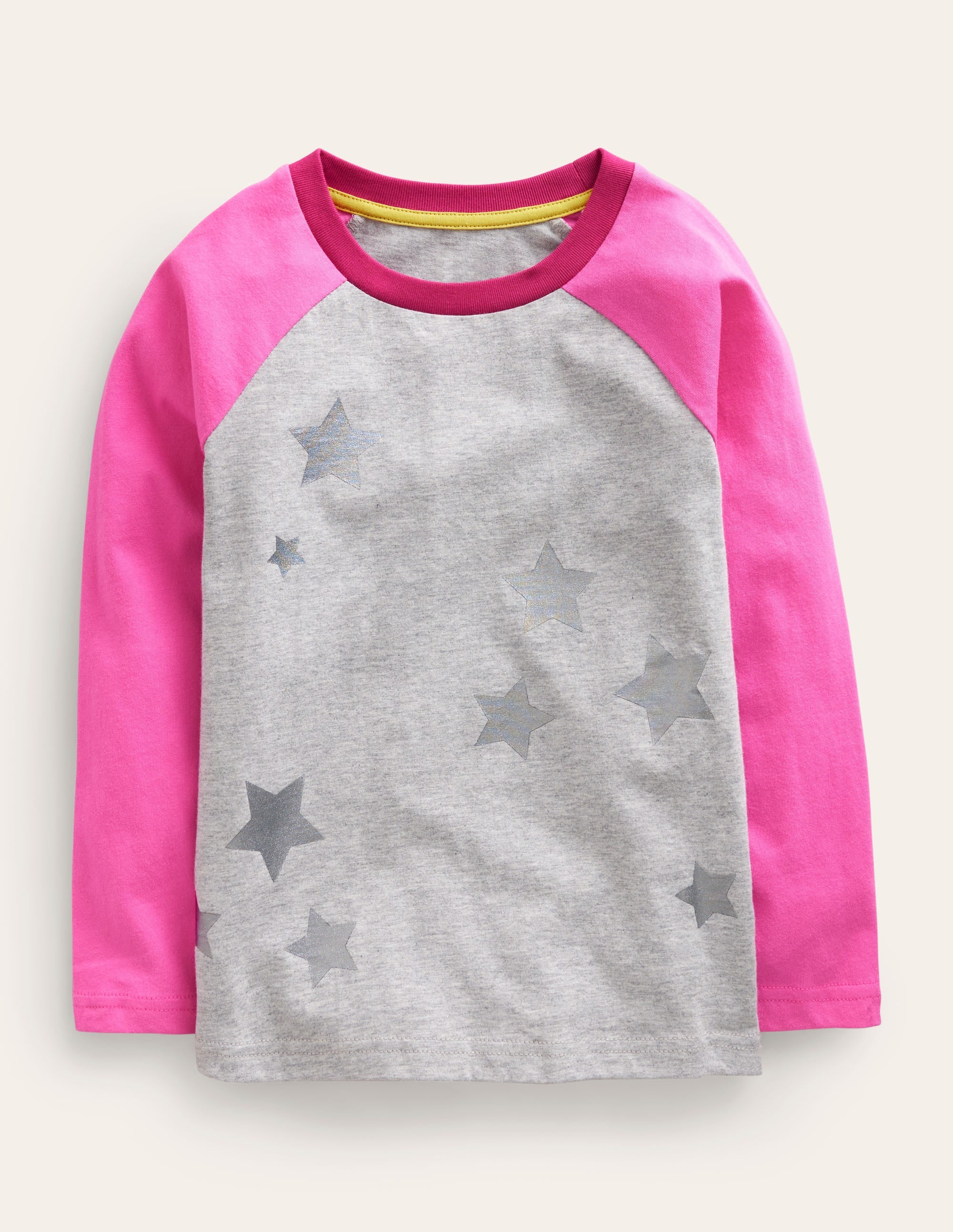 T-shirt colourblock à manches raglan-Étoiles Gris Chiné - Image 1