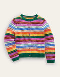 Fair Isle Cardigan-Rainbow Multi Stripe