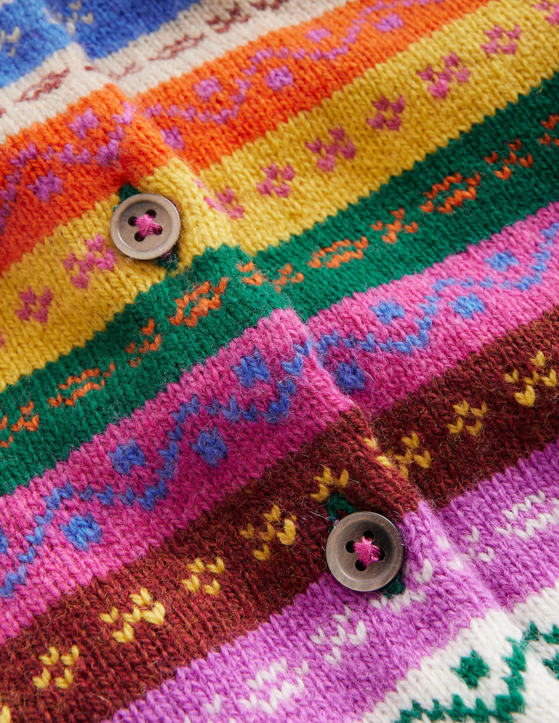 Fair Isle Cardigan-Rainbow Multi Stripe-3