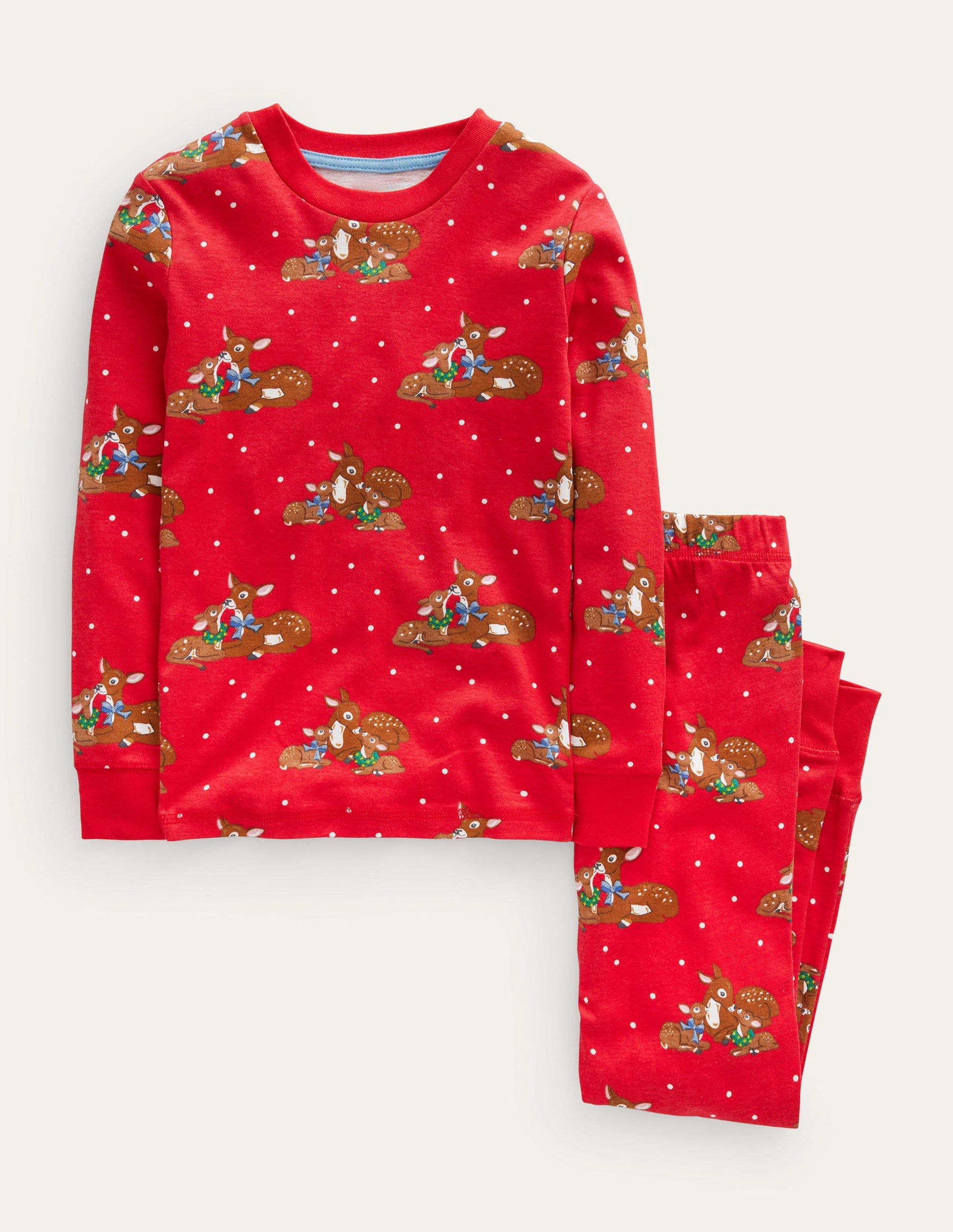 Pyjama long douillet-Biche rouge rockabilly-1