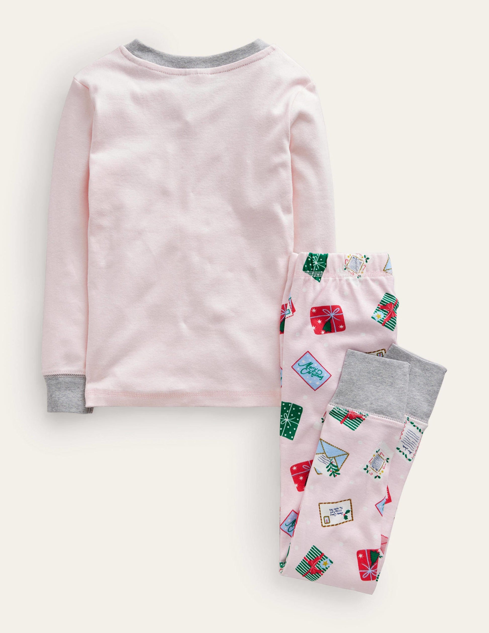 Eng anliegender, langer Schlafanzug-Rosa Brief an den Weihnachtsmann-2