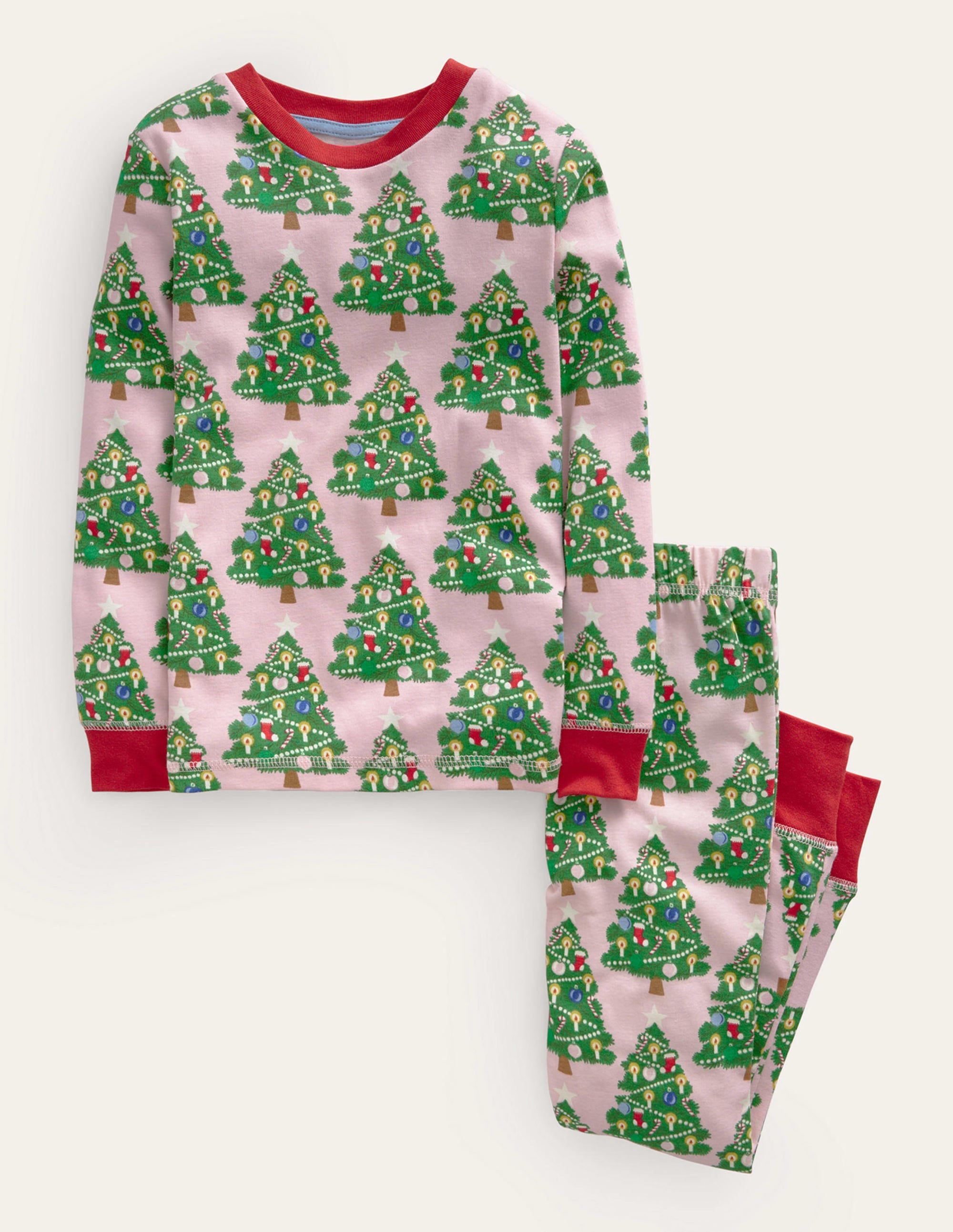 Eng anliegender, im Dunkeln leuchtender Pyjama-Delfinrosa Weihnachtsbäume - Image 1