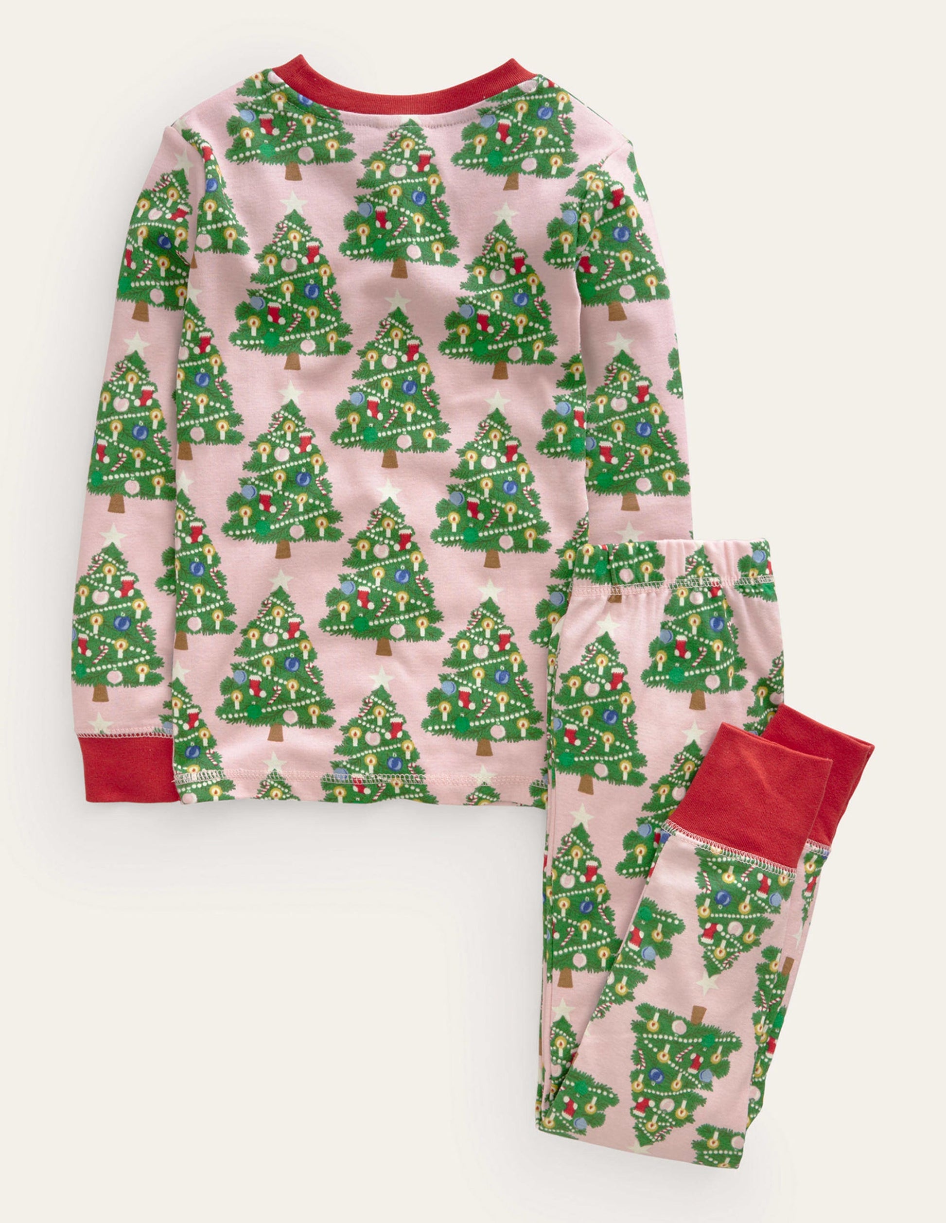 Eng anliegender, im Dunkeln leuchtender Pyjama-Delfinrosa Weihnachtsbäume-2