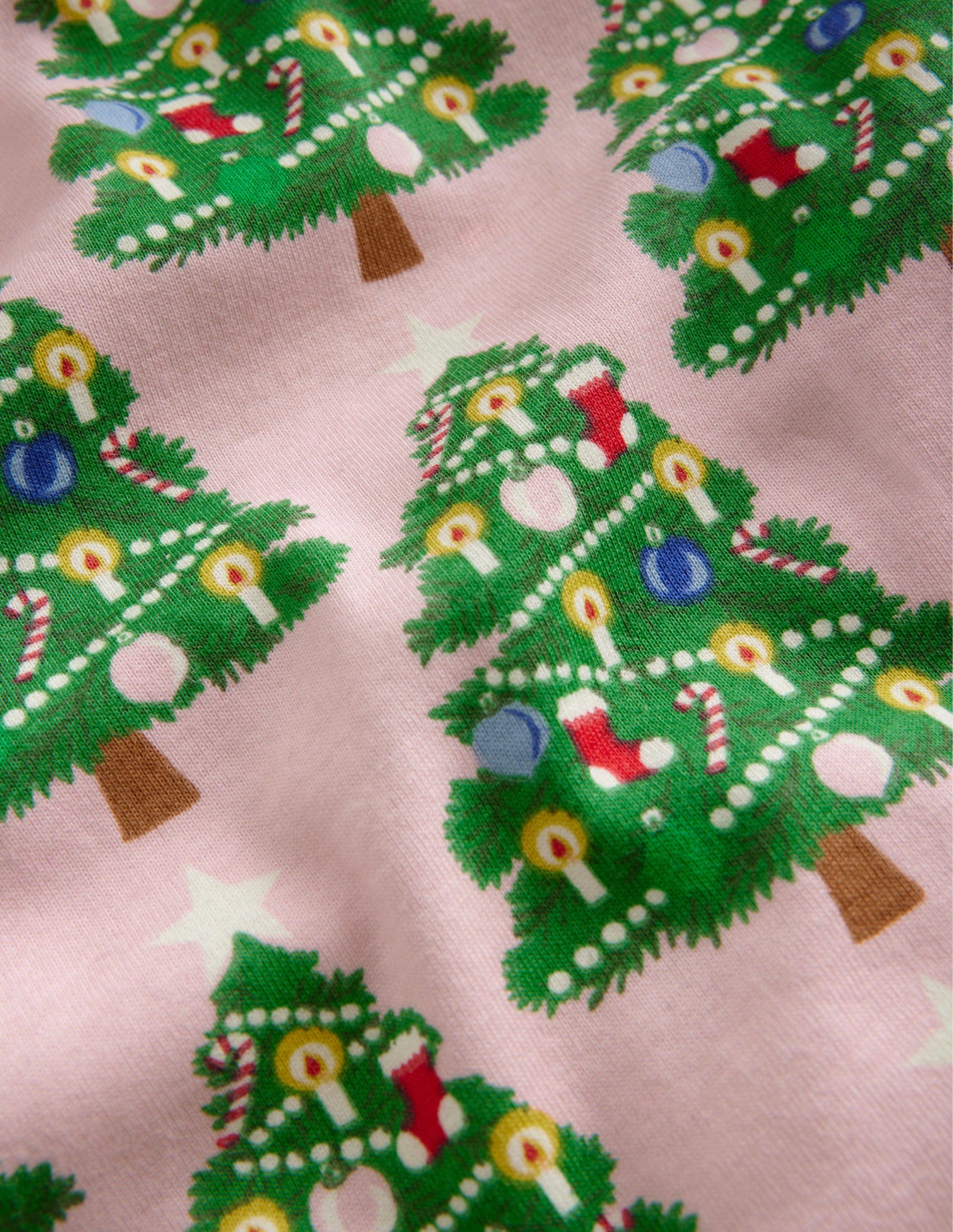 Eng anliegender, im Dunkeln leuchtender Pyjama-Delfinrosa Weihnachtsbäume-3