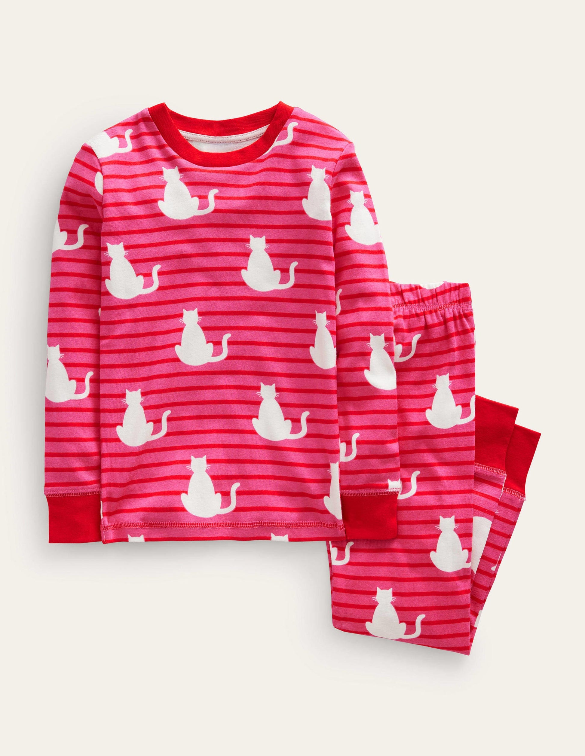 Eng anliegender, im Dunkeln leuchtender Pyjama-Pink Katzen-1