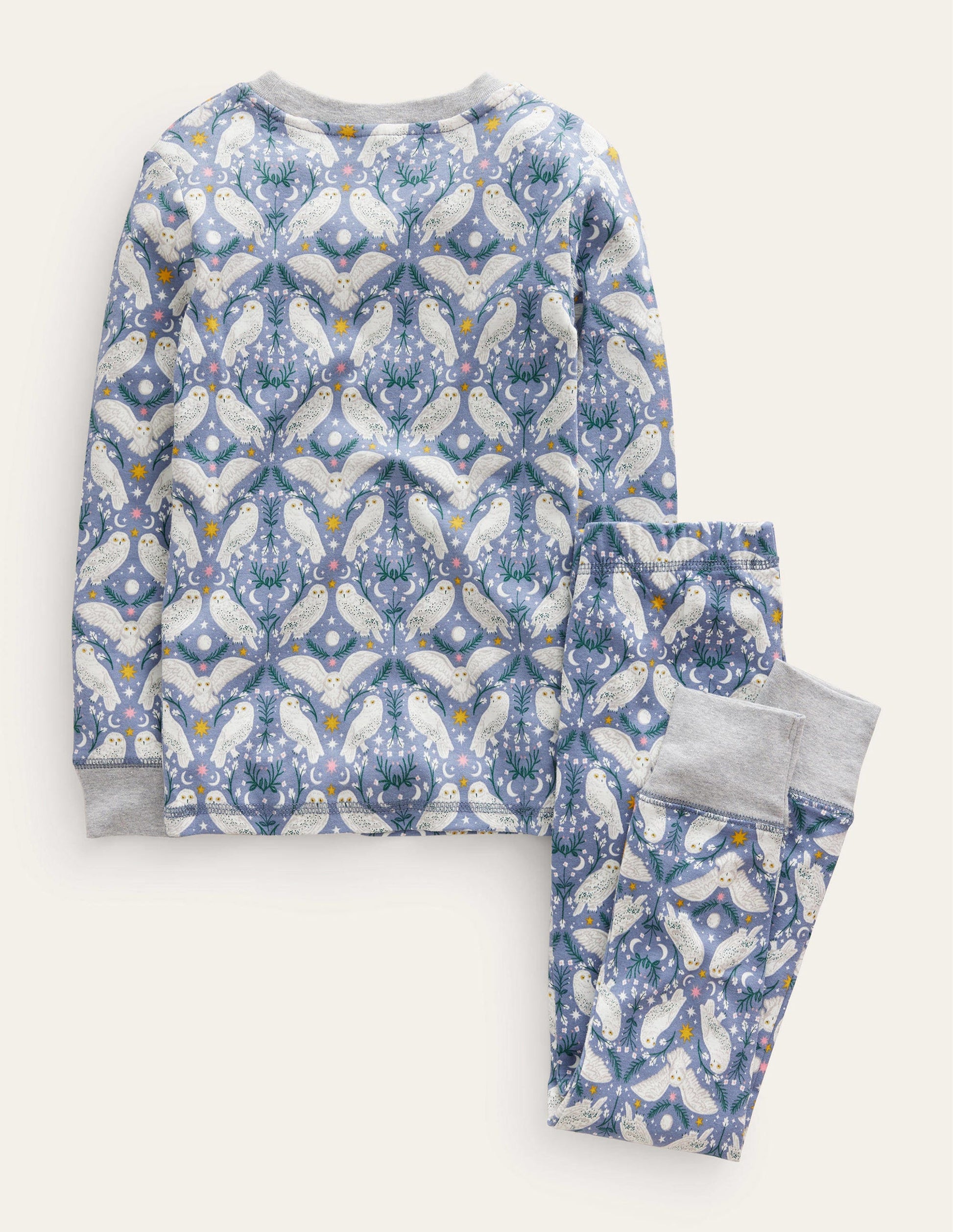 Pyjama phosphorescent douillet-Hiboux bleu cendre-2
