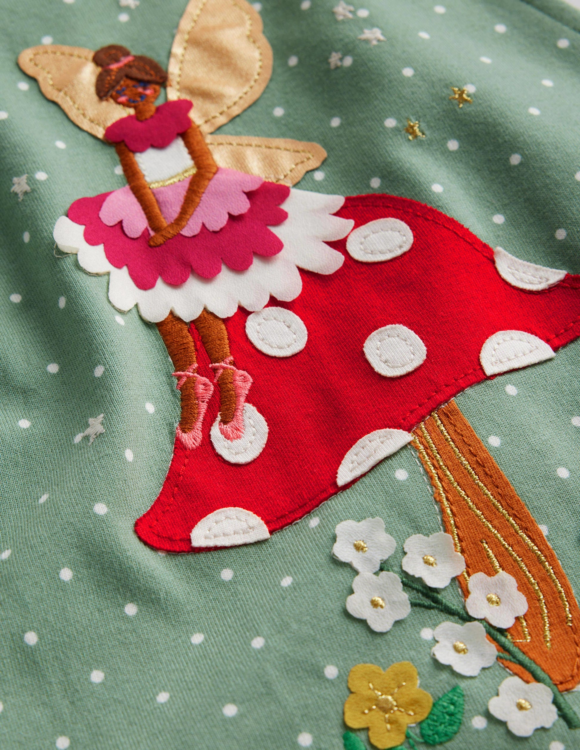 Kleid mit großer Applikation-Rauchgrün Fee-3