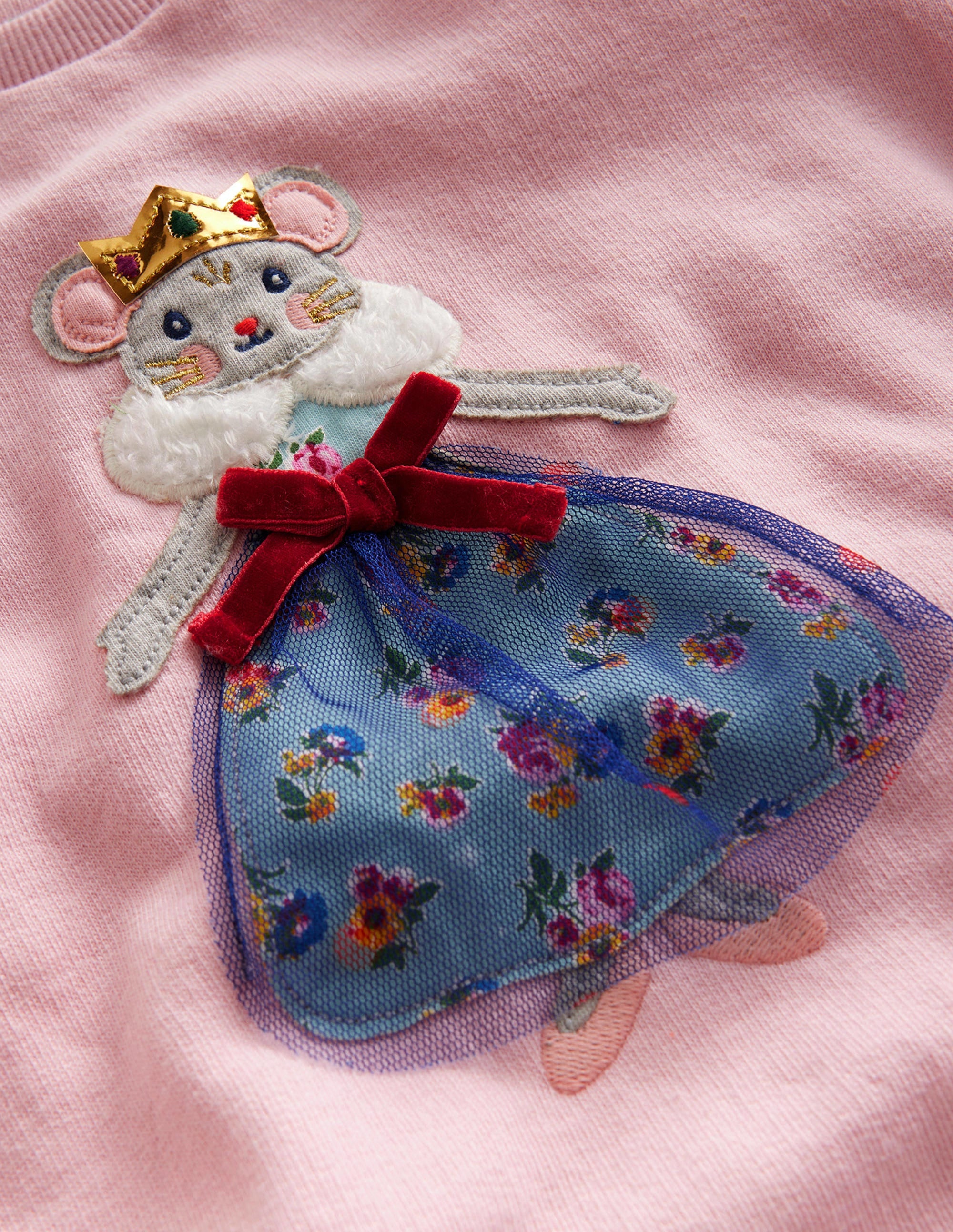 Cosy Applique Sweatshirt-French Pink Mouse - Image 3