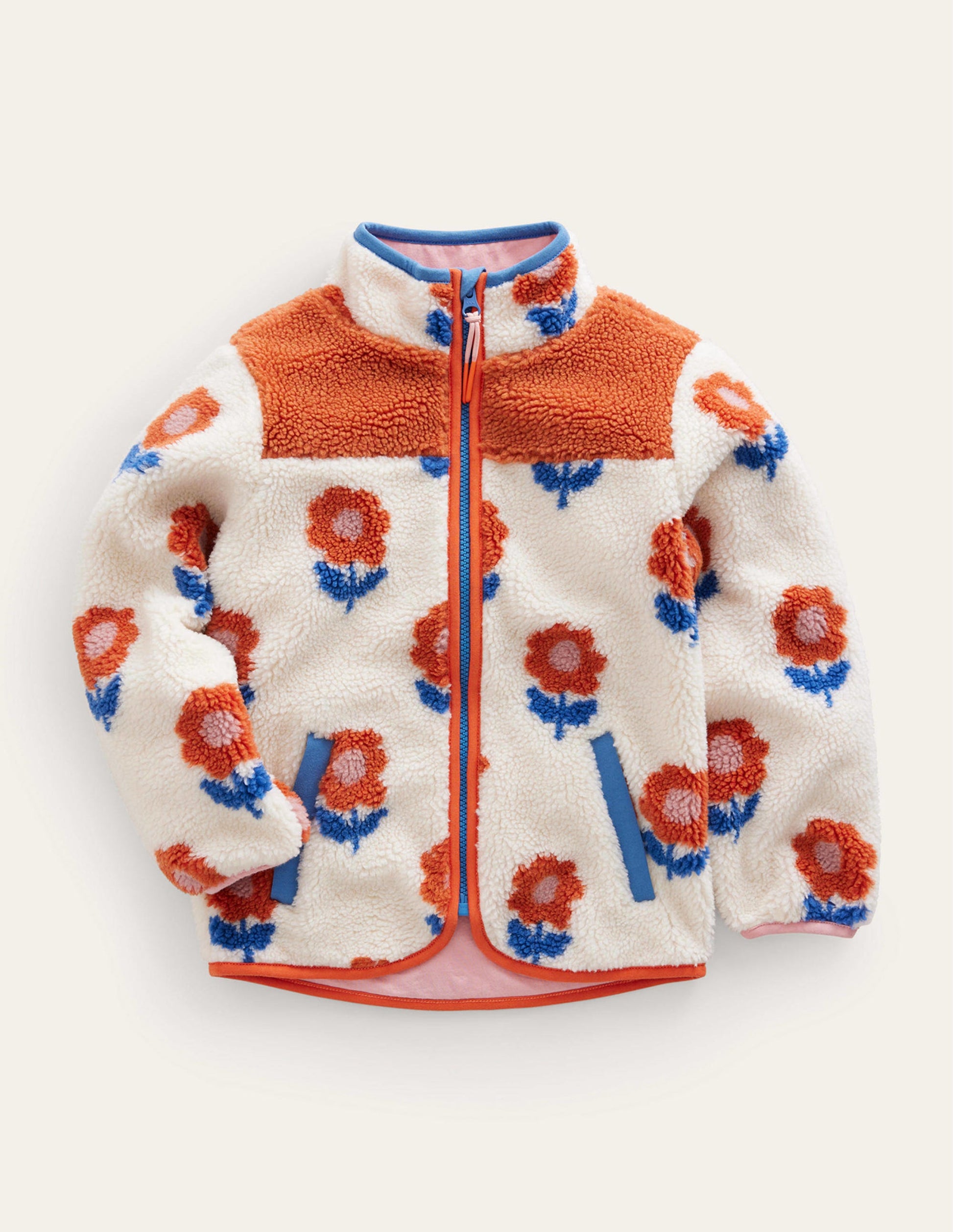 Polaire zippée & imprimée-Fleur avoine-1