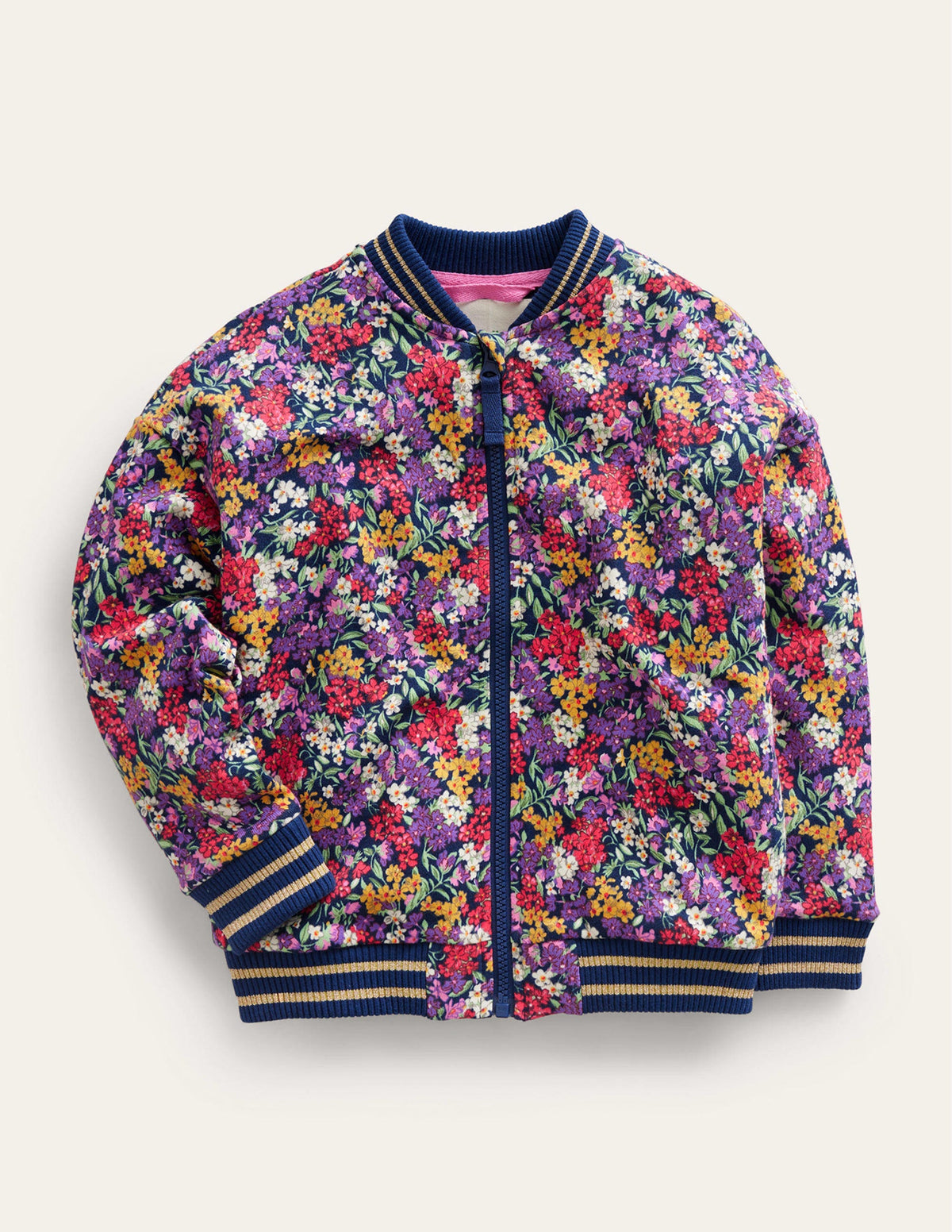 Bedruckte Jersey-Bomberjacke-Bunt Geblümt - Image 1