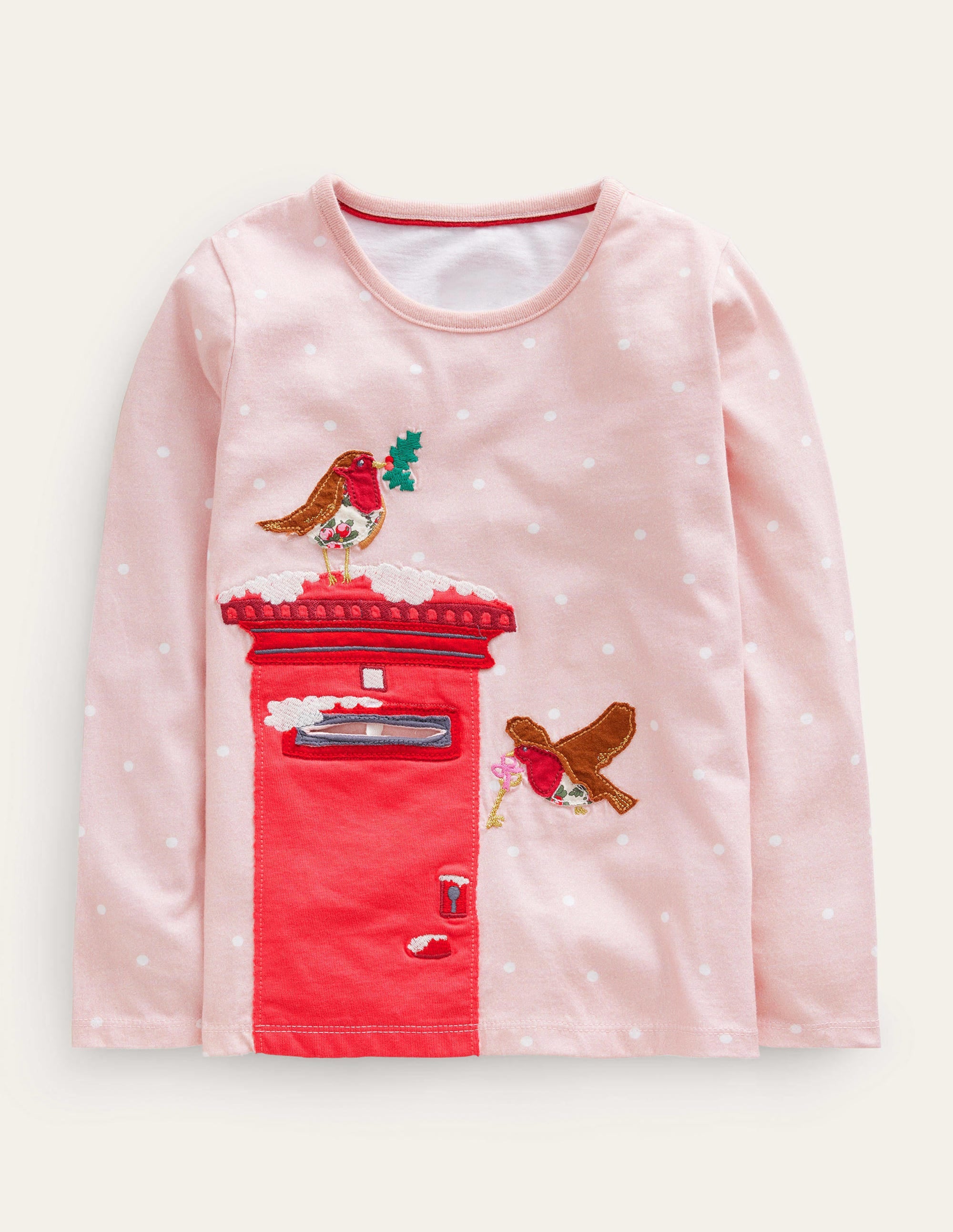 Top en coton à appliqué boite aux lettres-Pois rose boto - Image 1