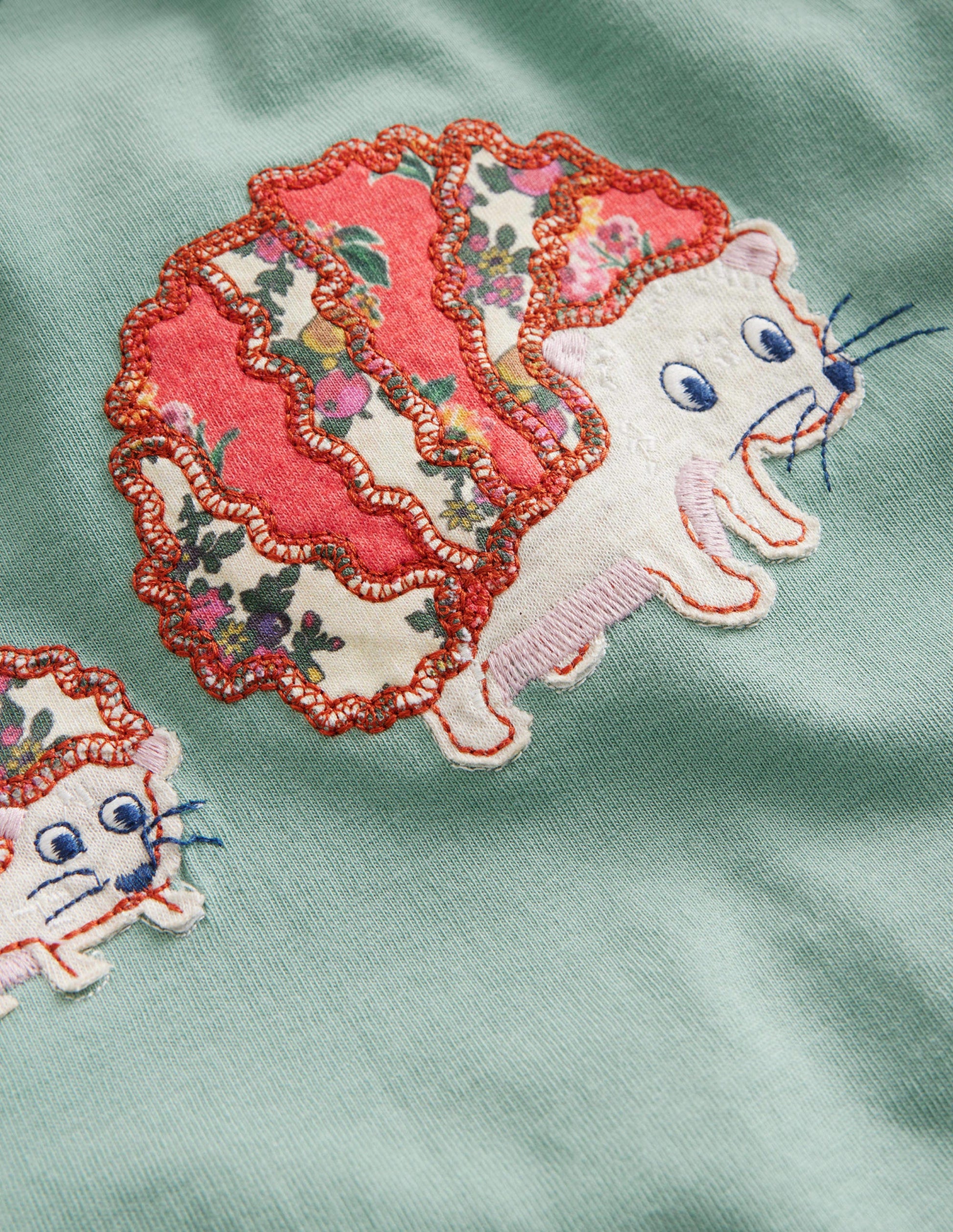 Appliqué Puff-Sleeve Top-Green Smoke Hedgehog-3