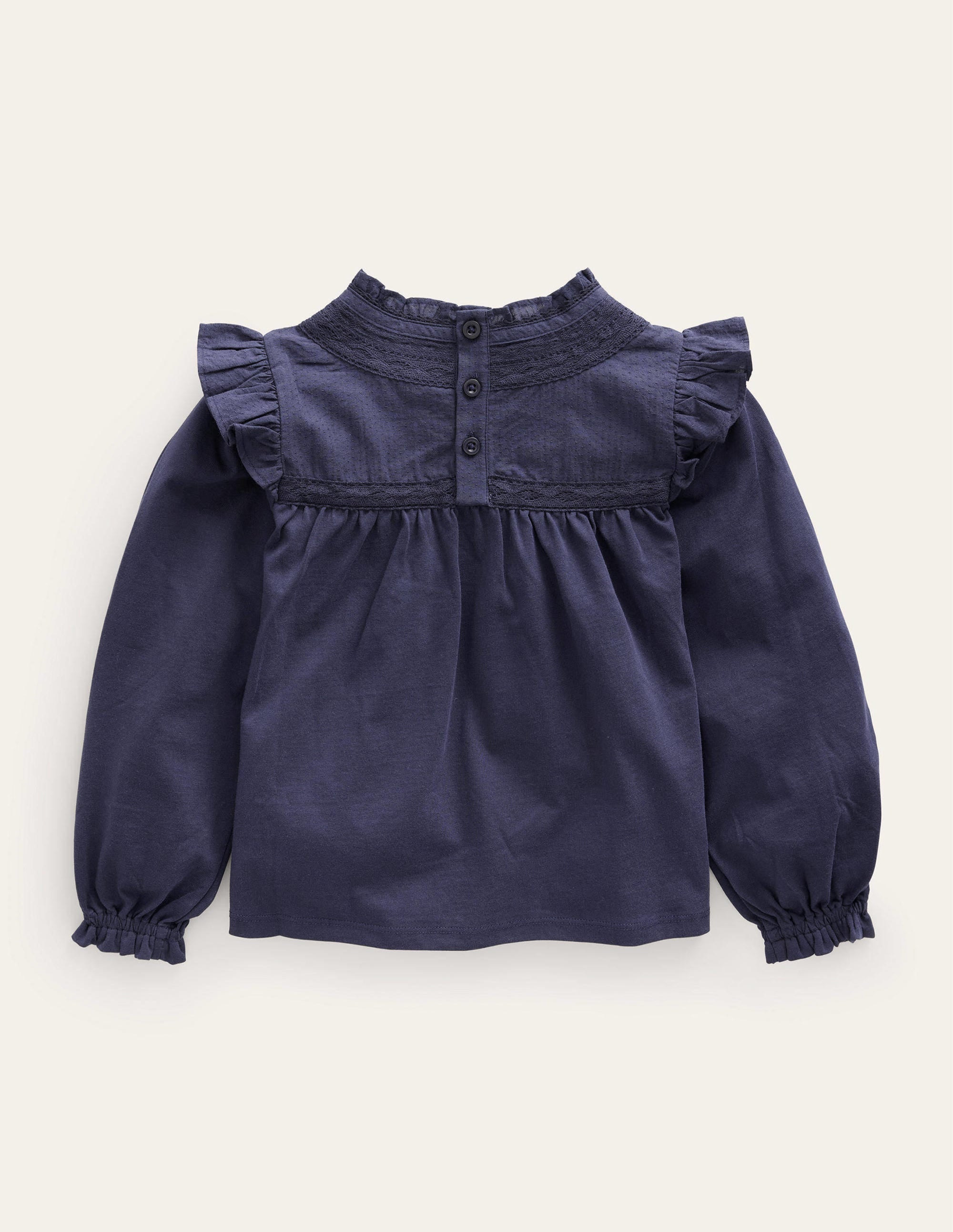 Jersey-Oberteil mit Spitzenverzierung-Marineblau - Image 2