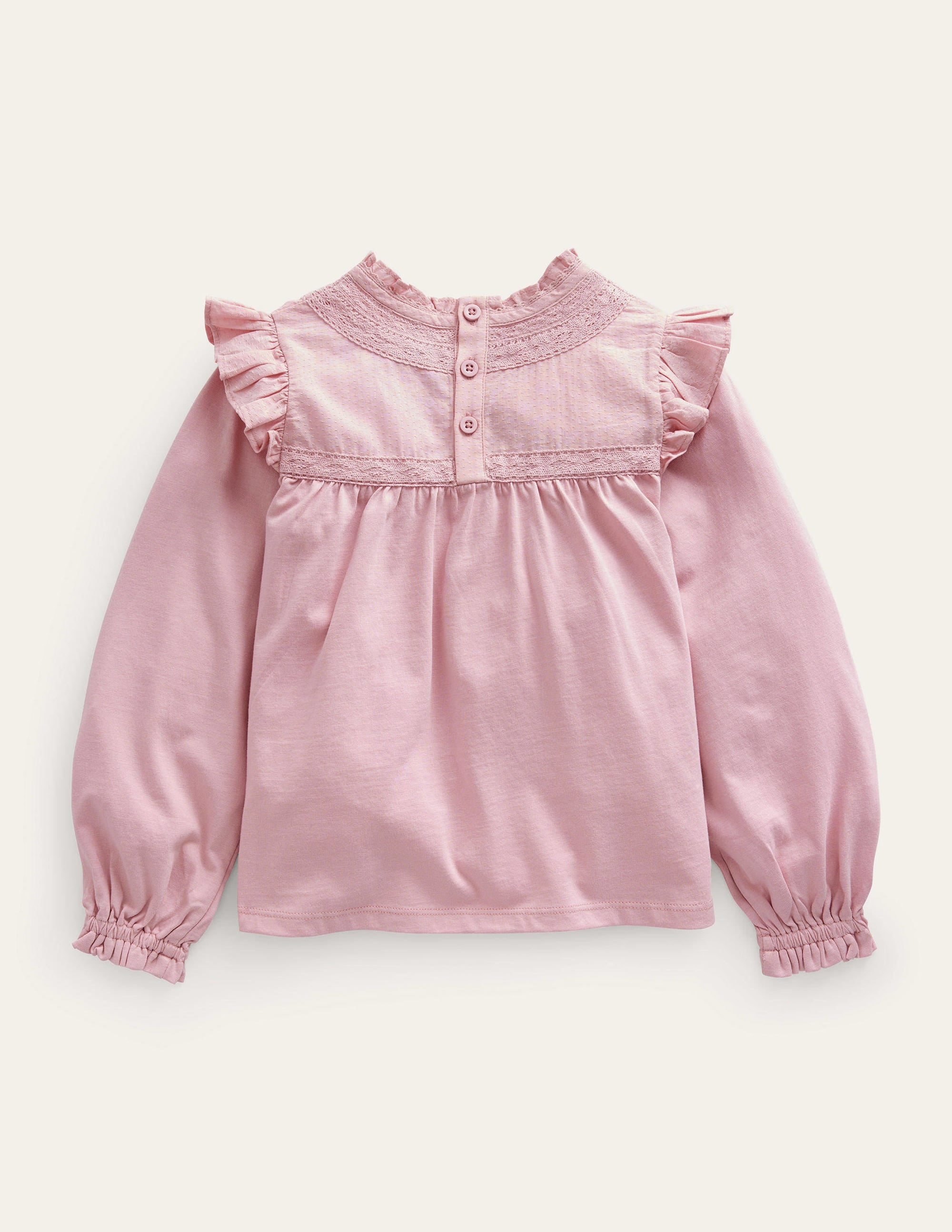 Lace Detail Jersey Top-French Pink - Image 2