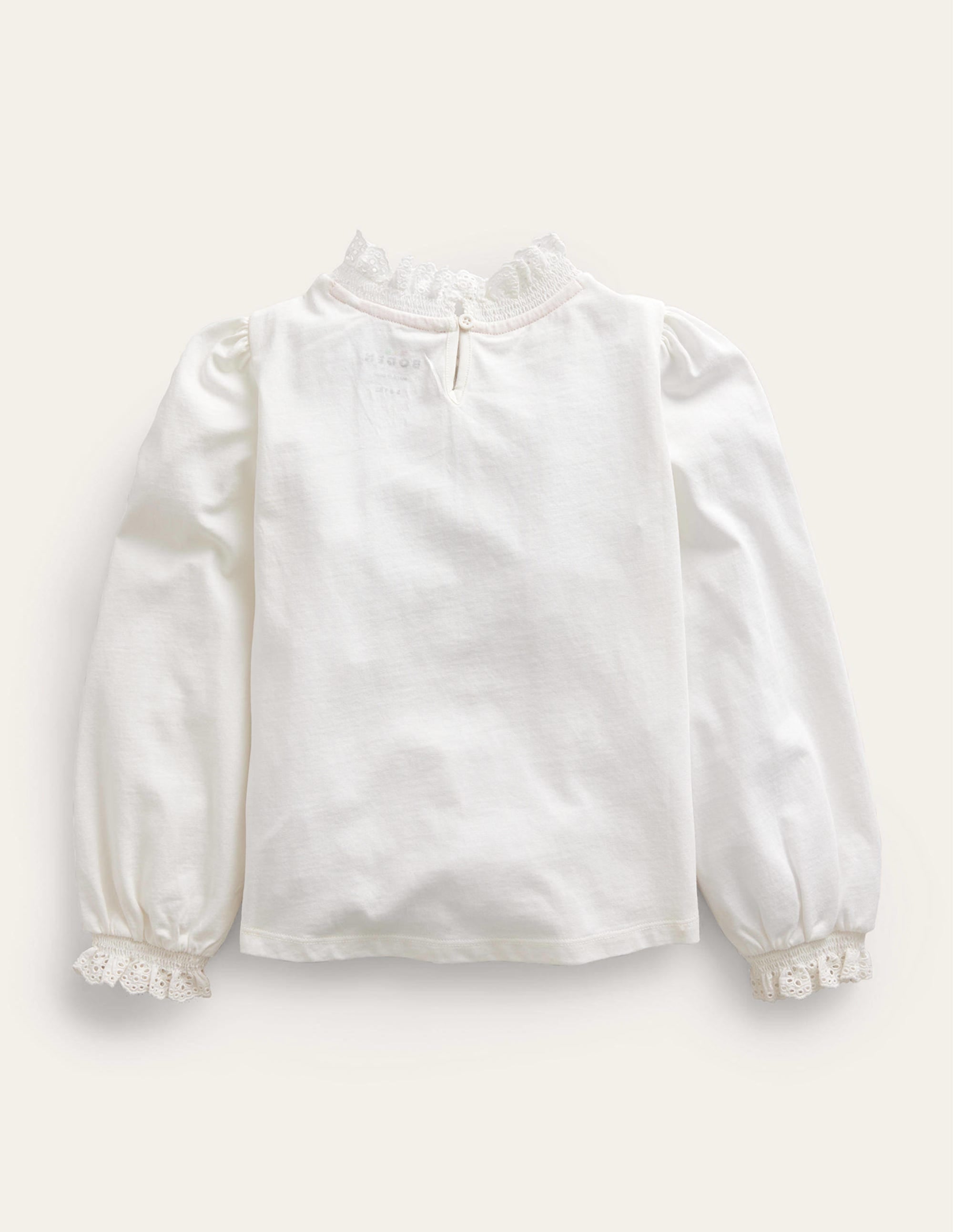 Jersey-Bluse mit Spitzenkragen-Naturweiß - Image 2