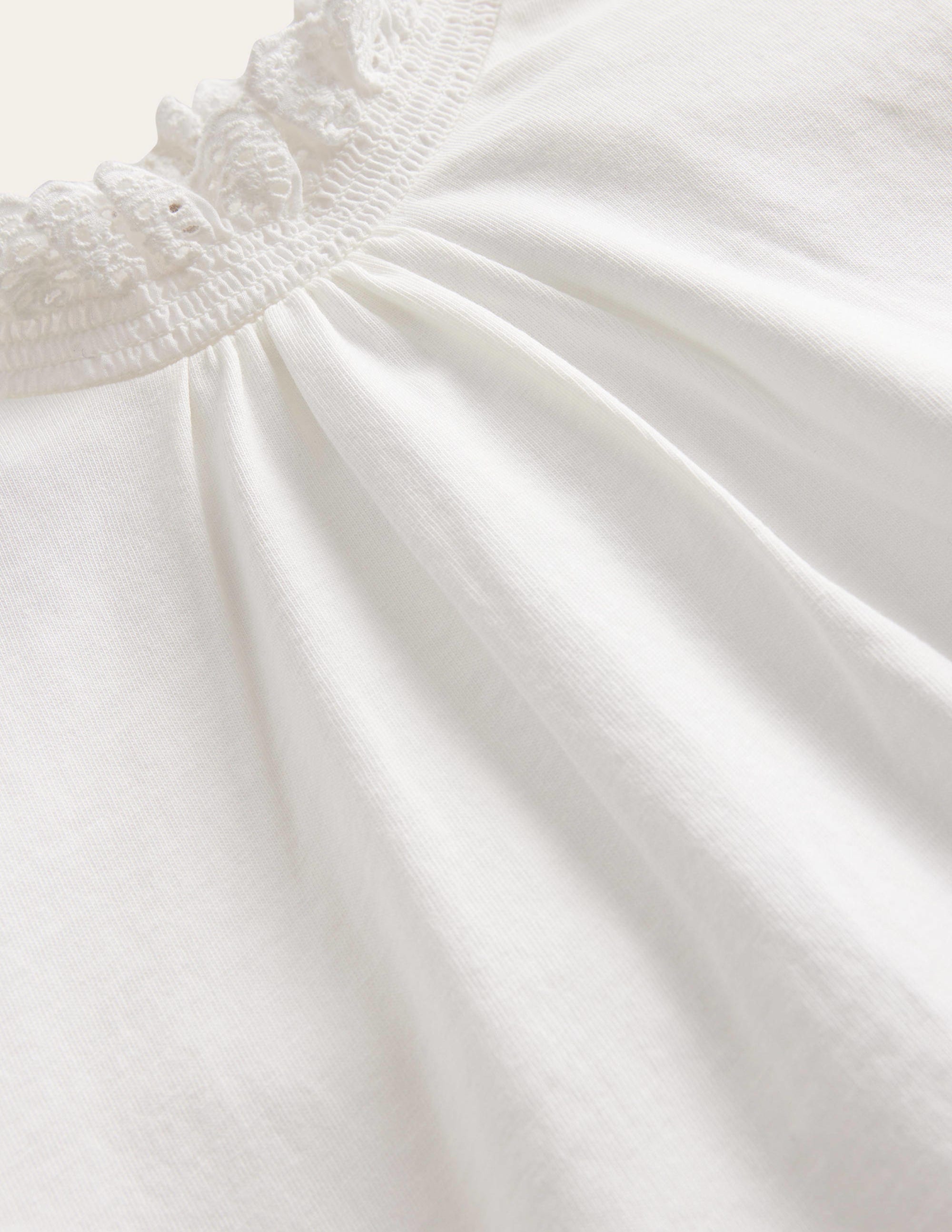 Jersey-Bluse mit Spitzenkragen-Naturweiß - Image 3