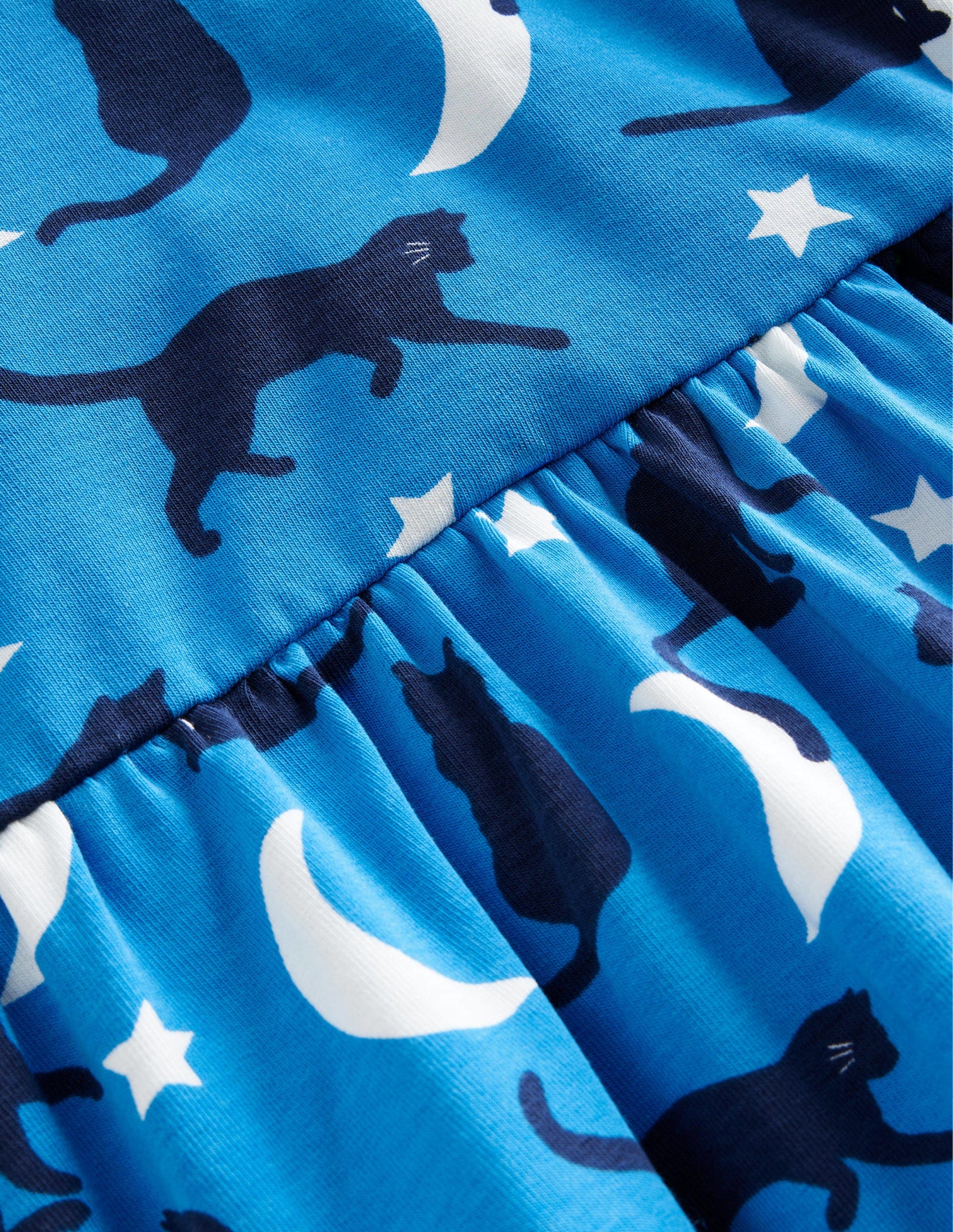 Robe à col roulé en jersey-Chats bleu vif-3